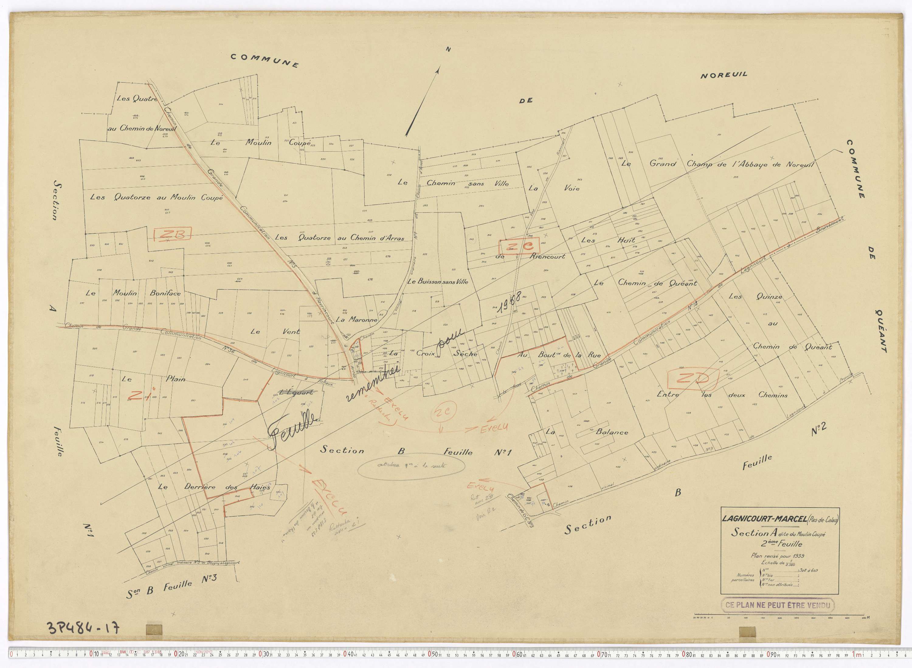Lagnicourt-Marcel - Section A, feuille 2.