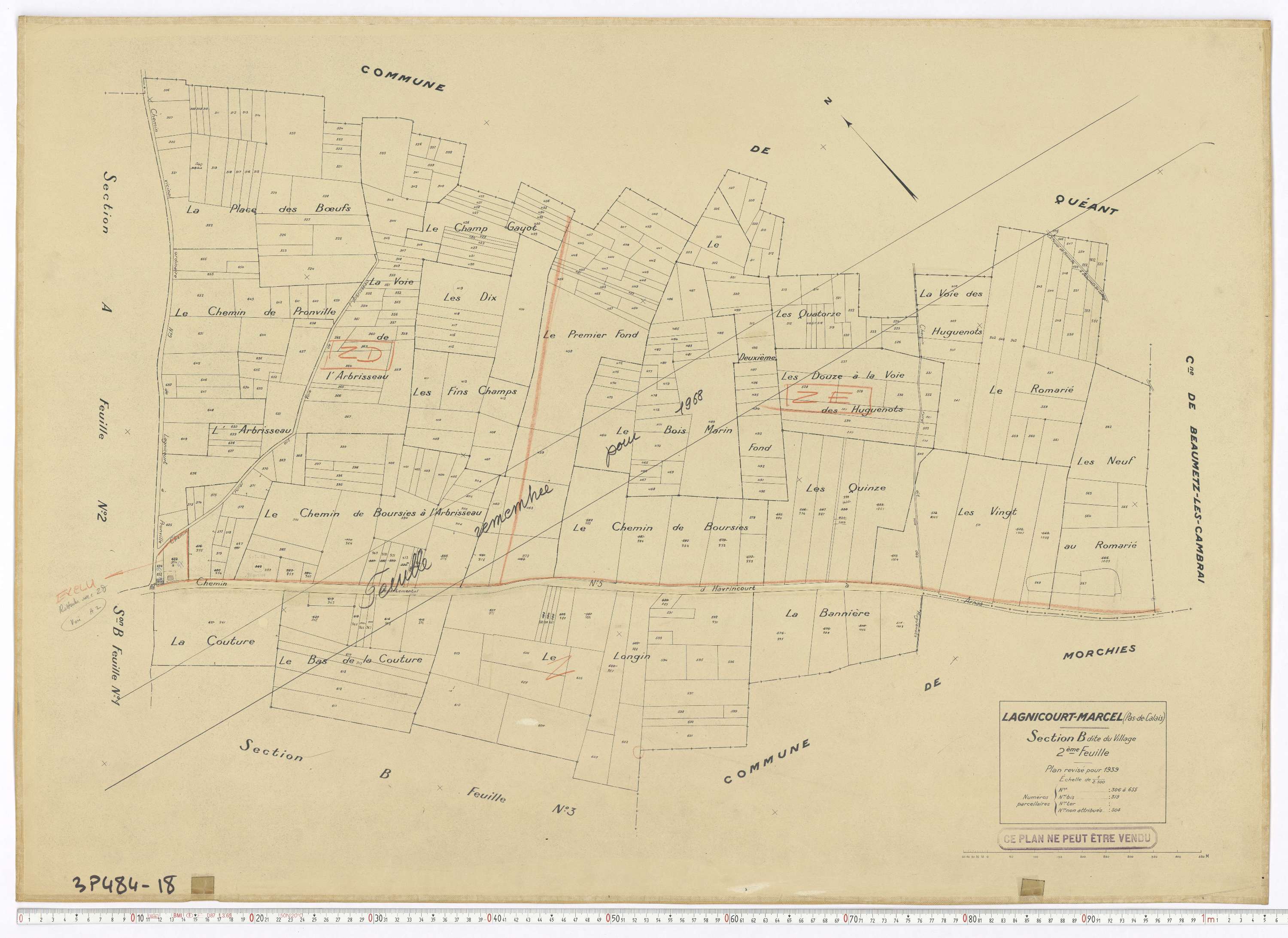 Lagnicourt-Marcel - Section B, feuille 2.