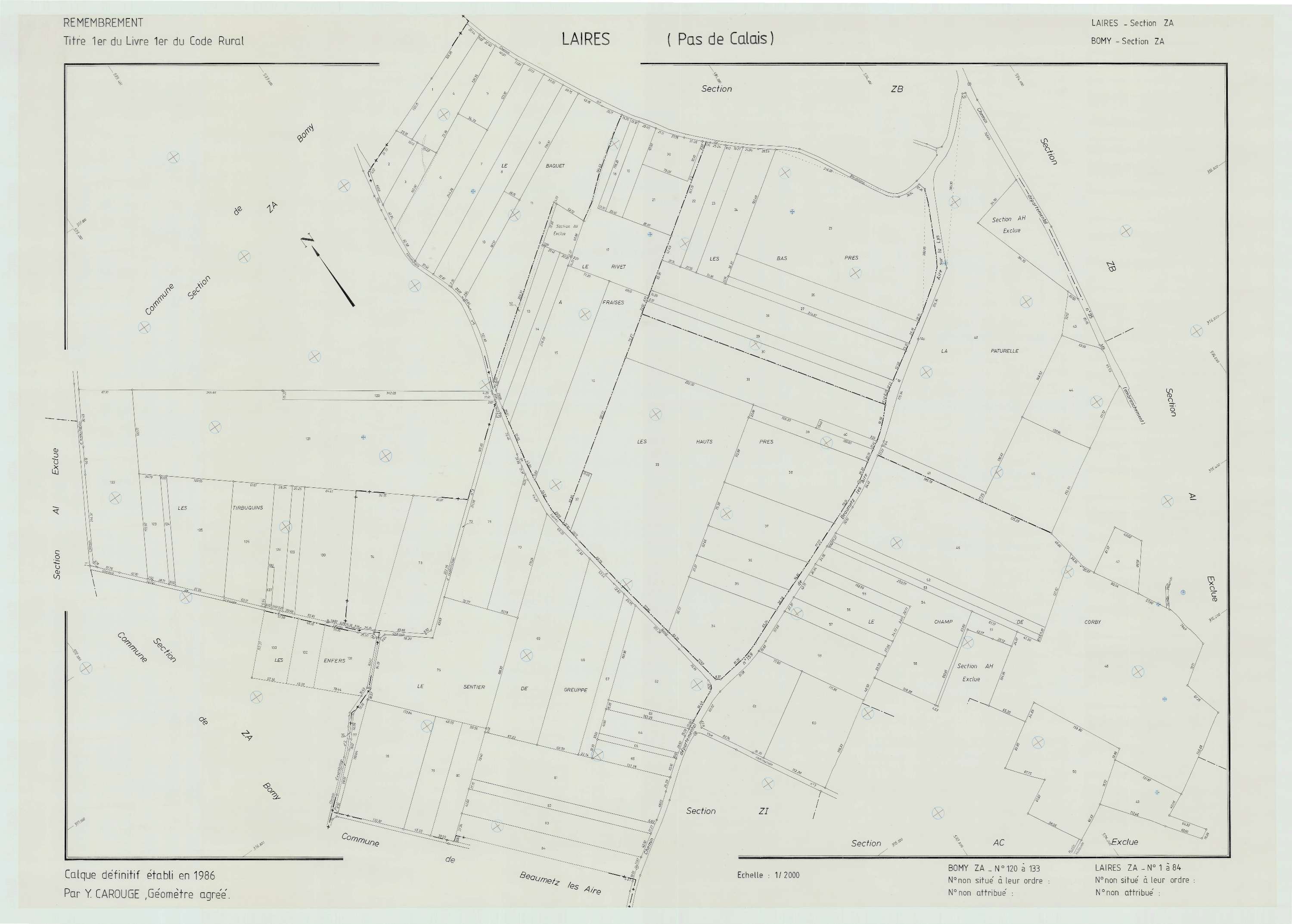 Laires - Plan de remembrement : section ZA.