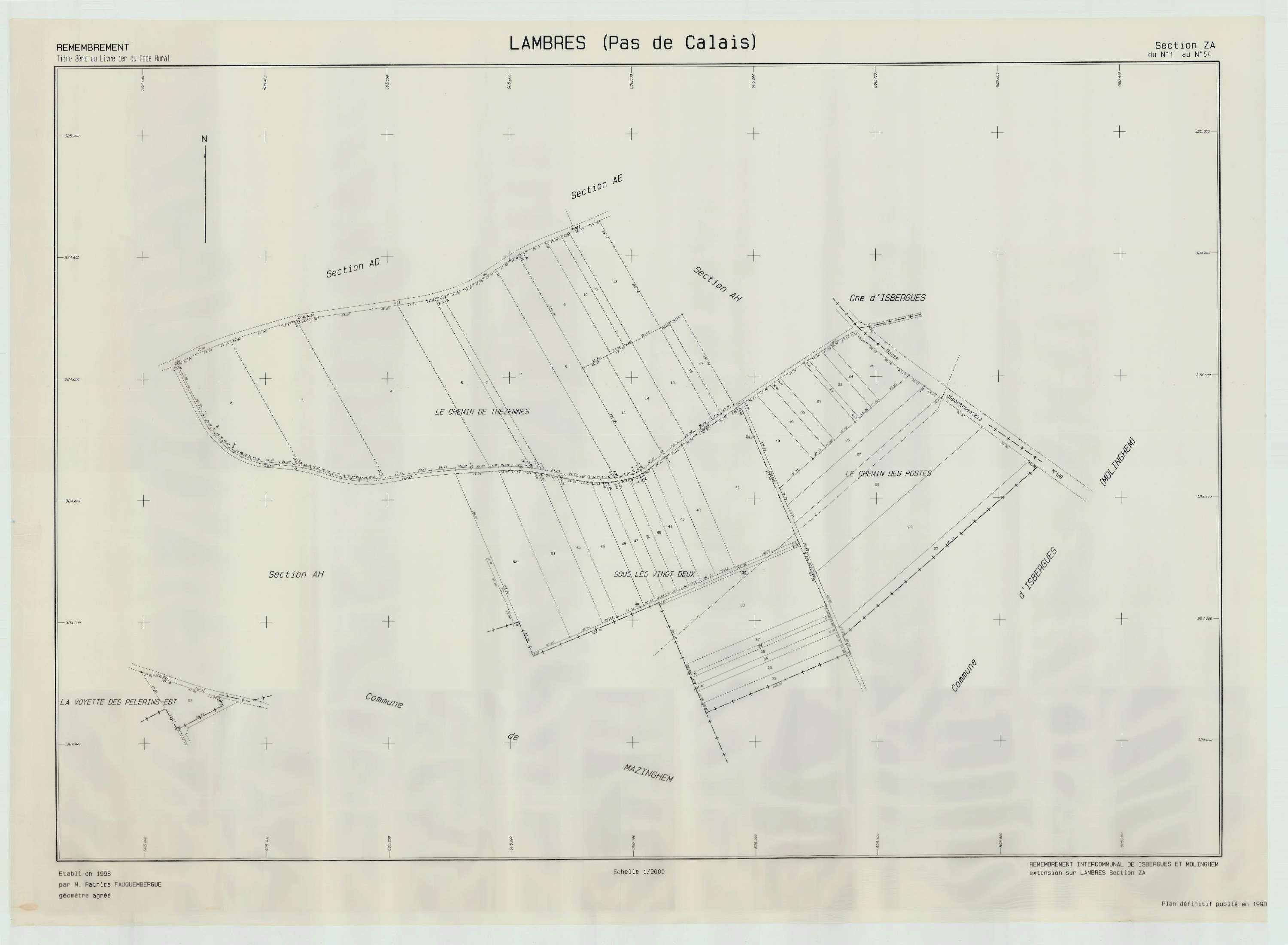 Lambres - Plan de remembrement : section ZA.