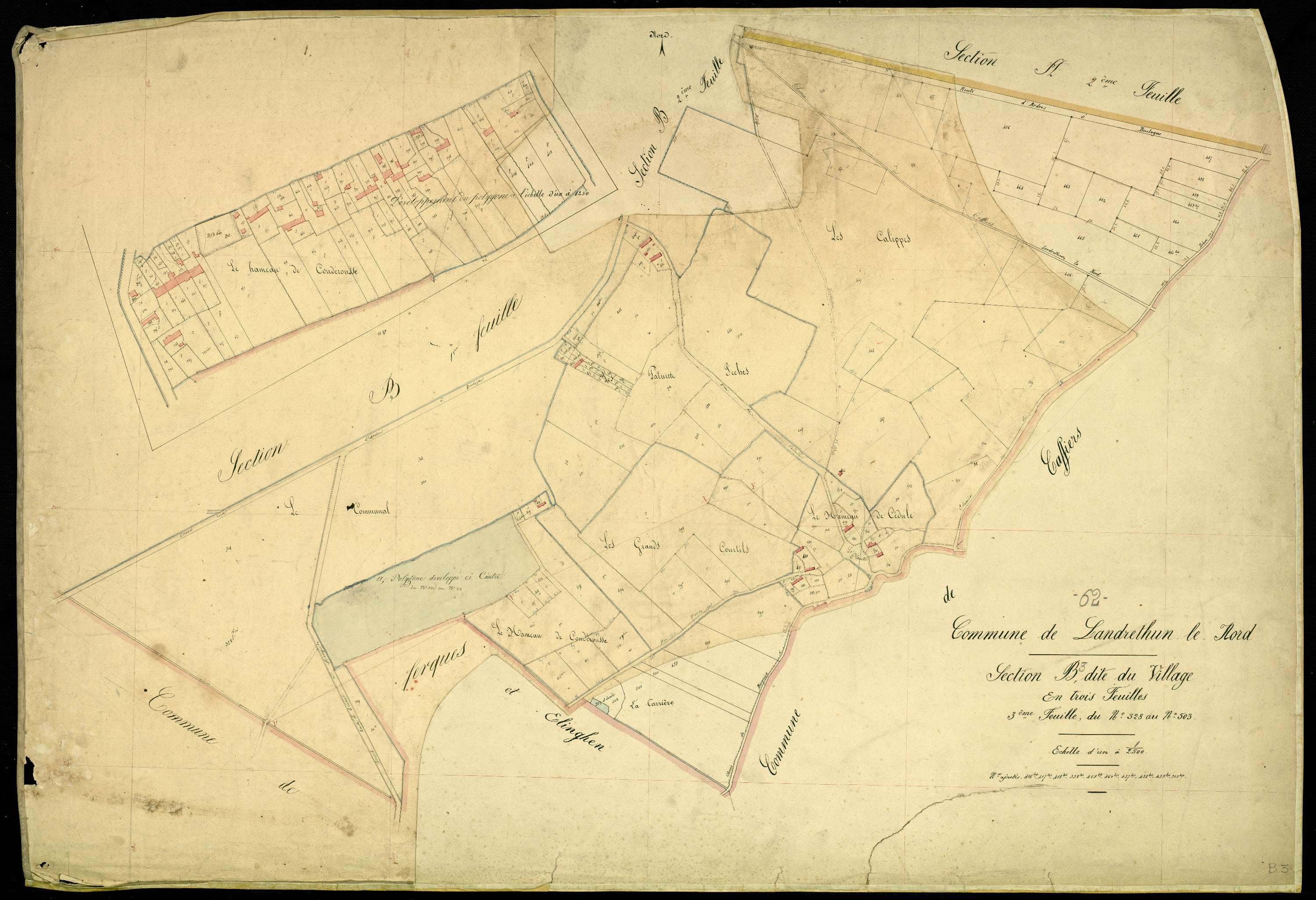 Landrethun-le-Nord - Section B, 3e feuille