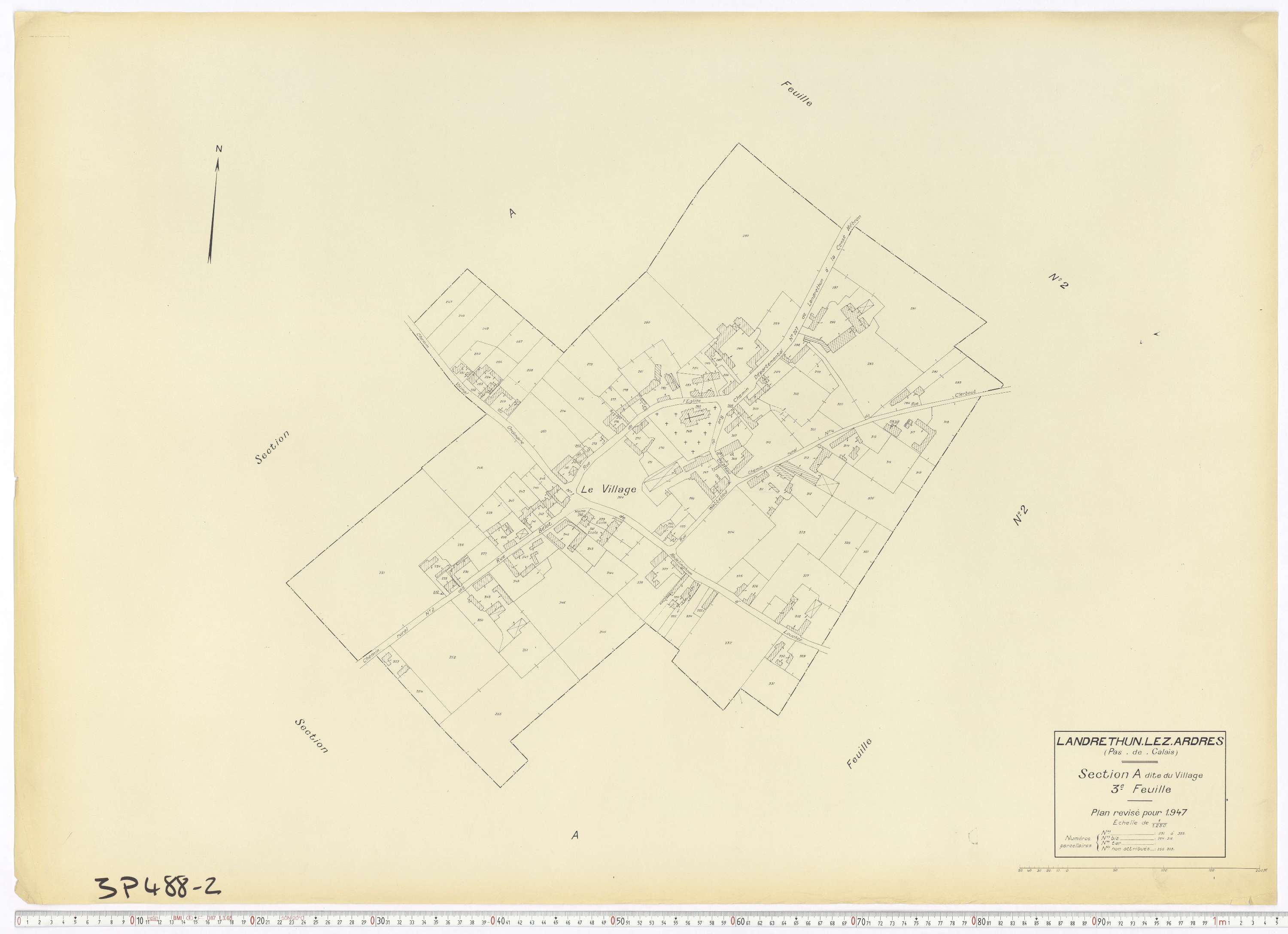Landrethun-lès-Ardres - Section A, feuille 3.