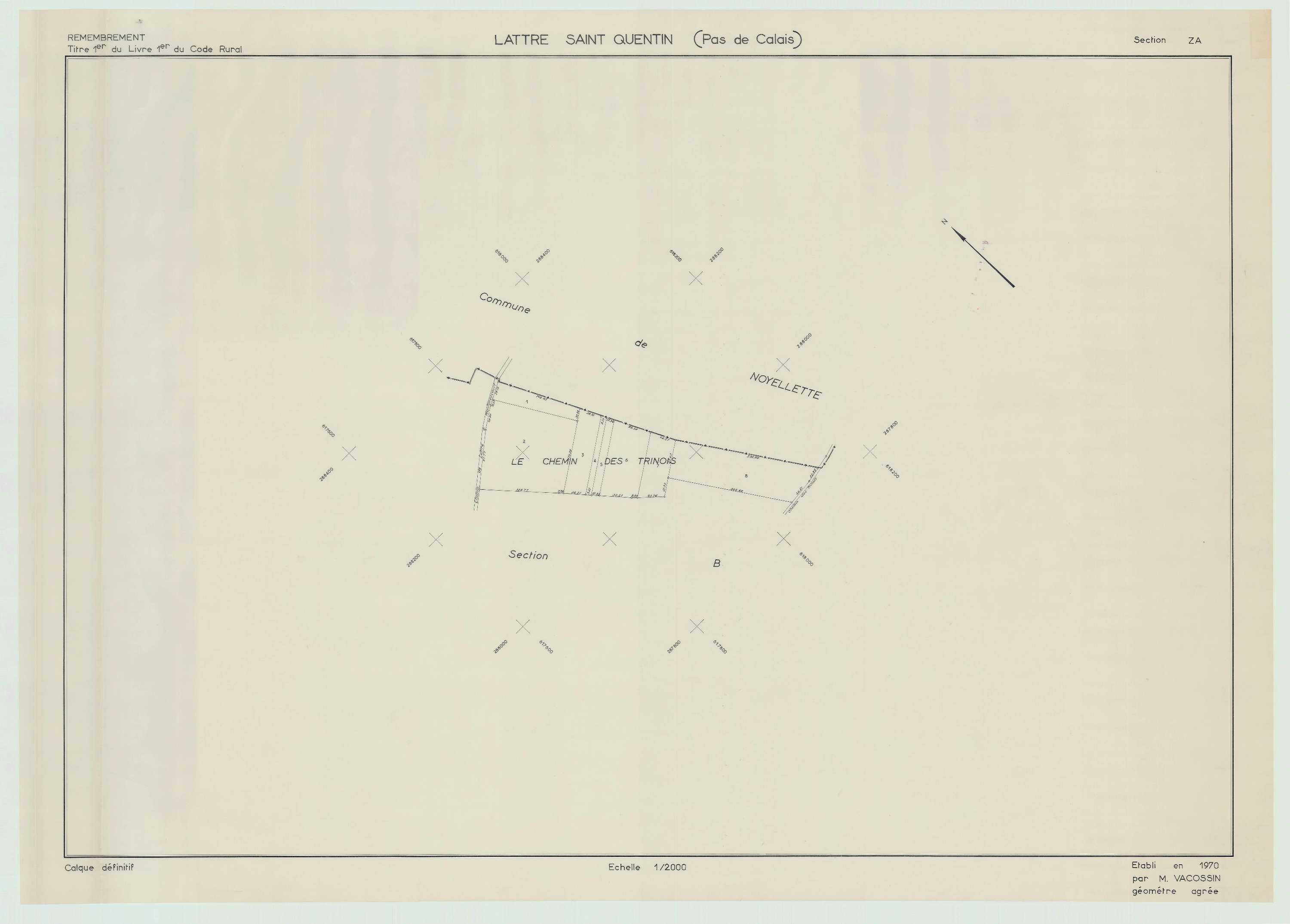 Lattre-Saint-Quentin - Plan de remembrement : section ZA.