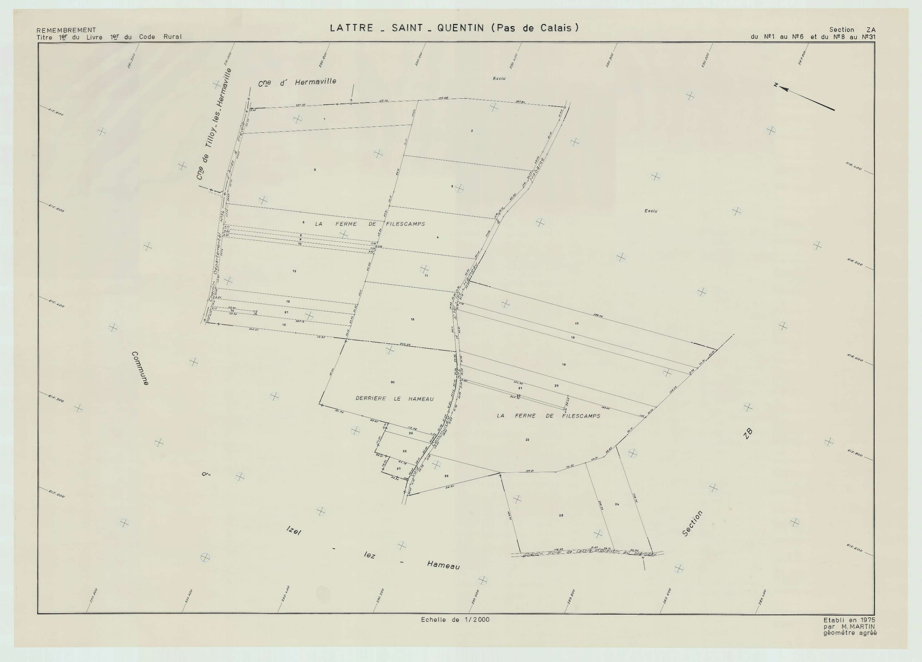 Lattre-Saint-Quentin - Plan de remembrement : section ZA.