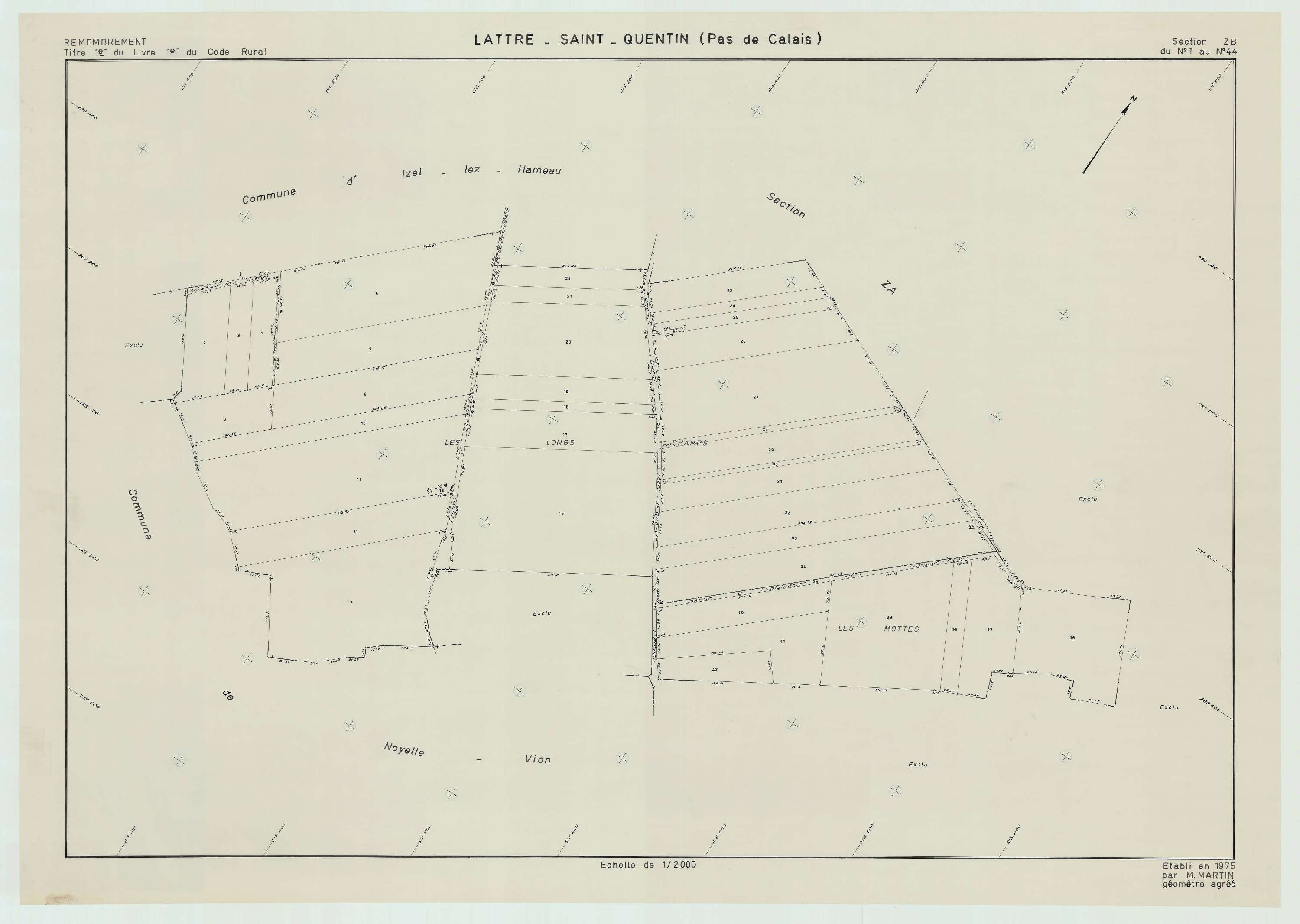 Lattre-Saint-Quentin - Plan de remembrement : section ZB.