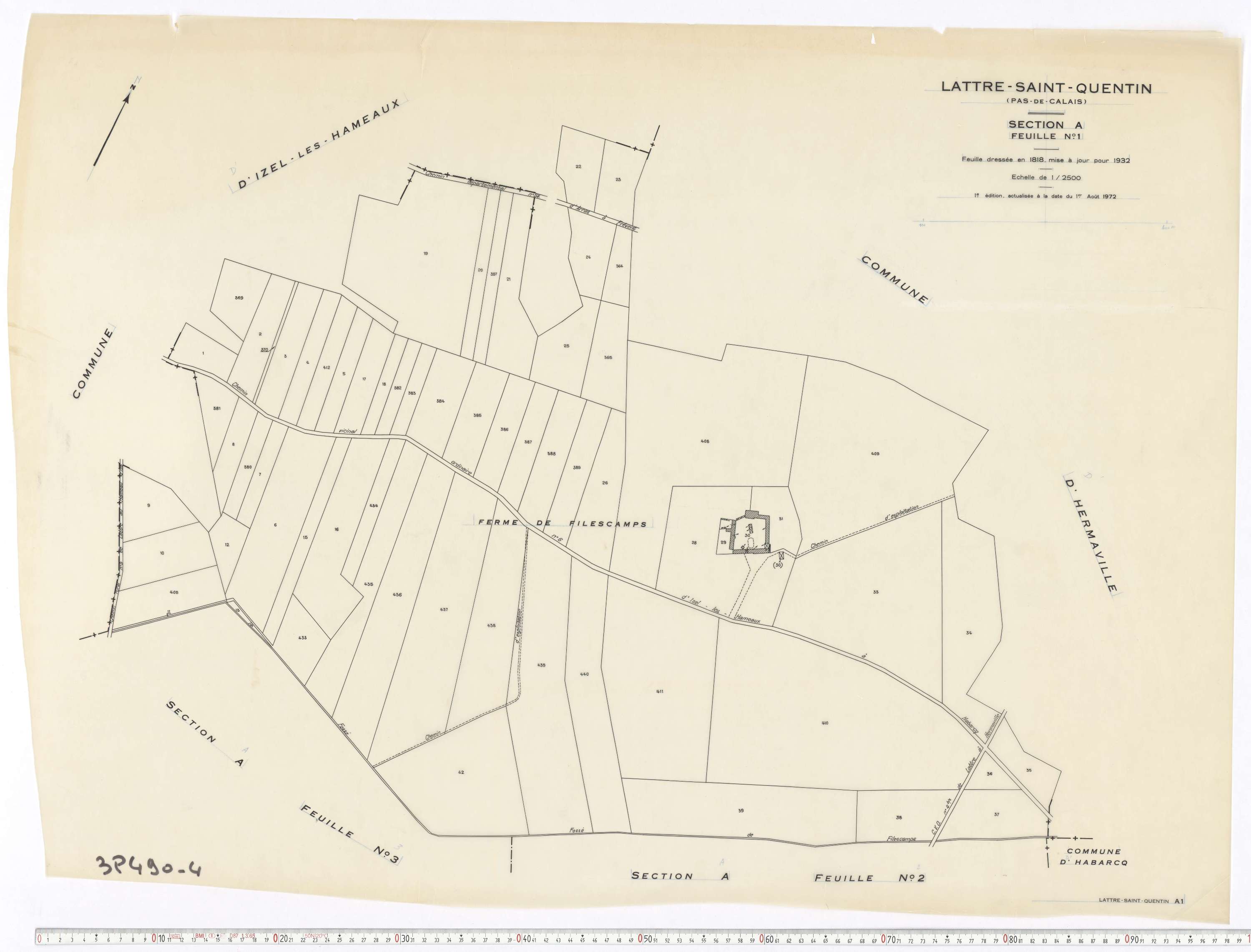 Lattre-Saint-Quentin - Section A, feuille 1.