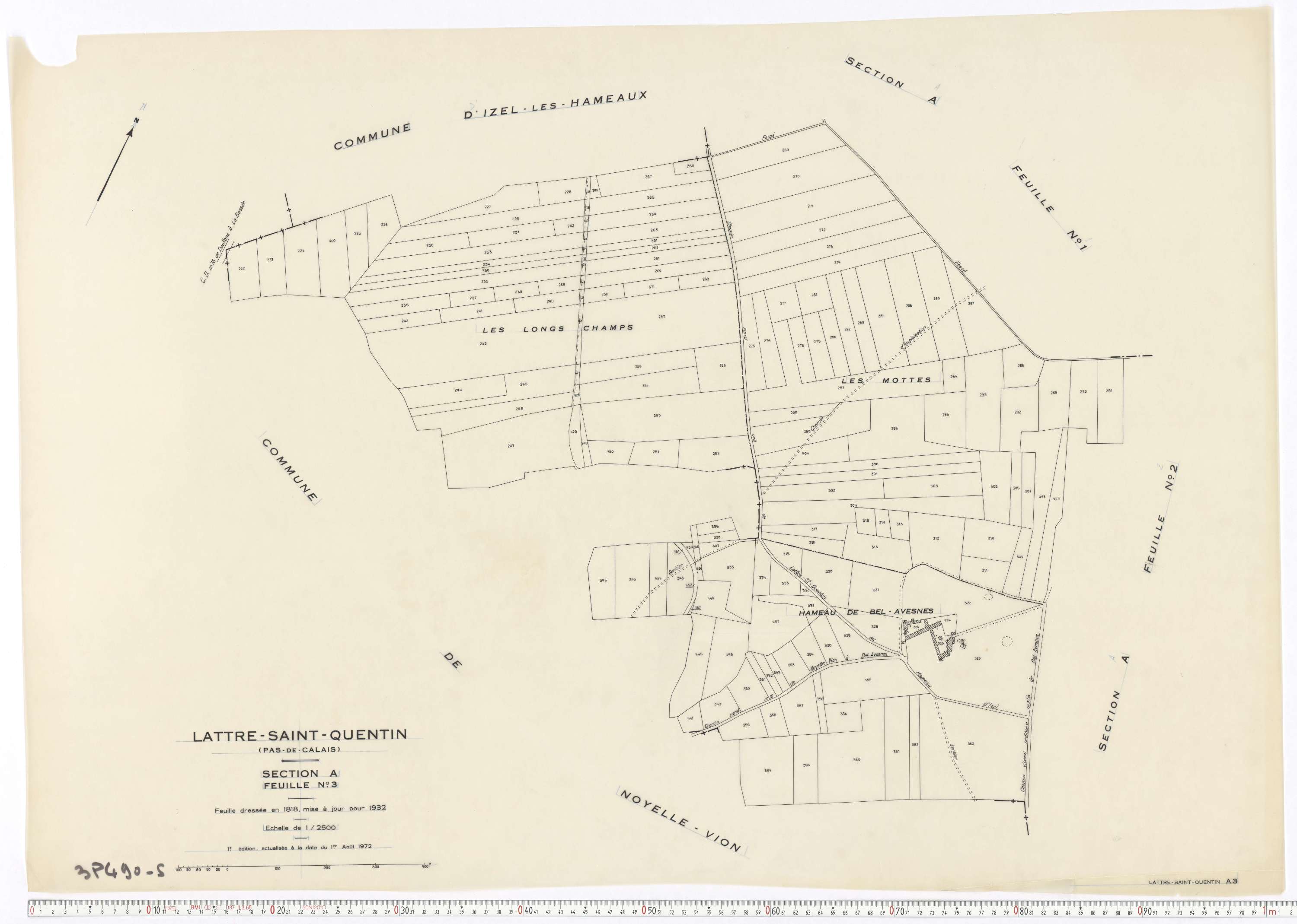 Lattre-Saint-Quentin - Section A, feuille 3.