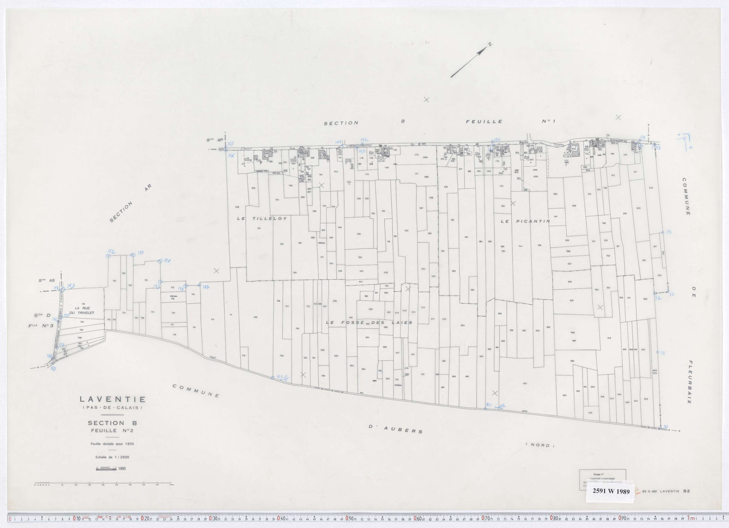 Laventie - Section B, feuille 2.