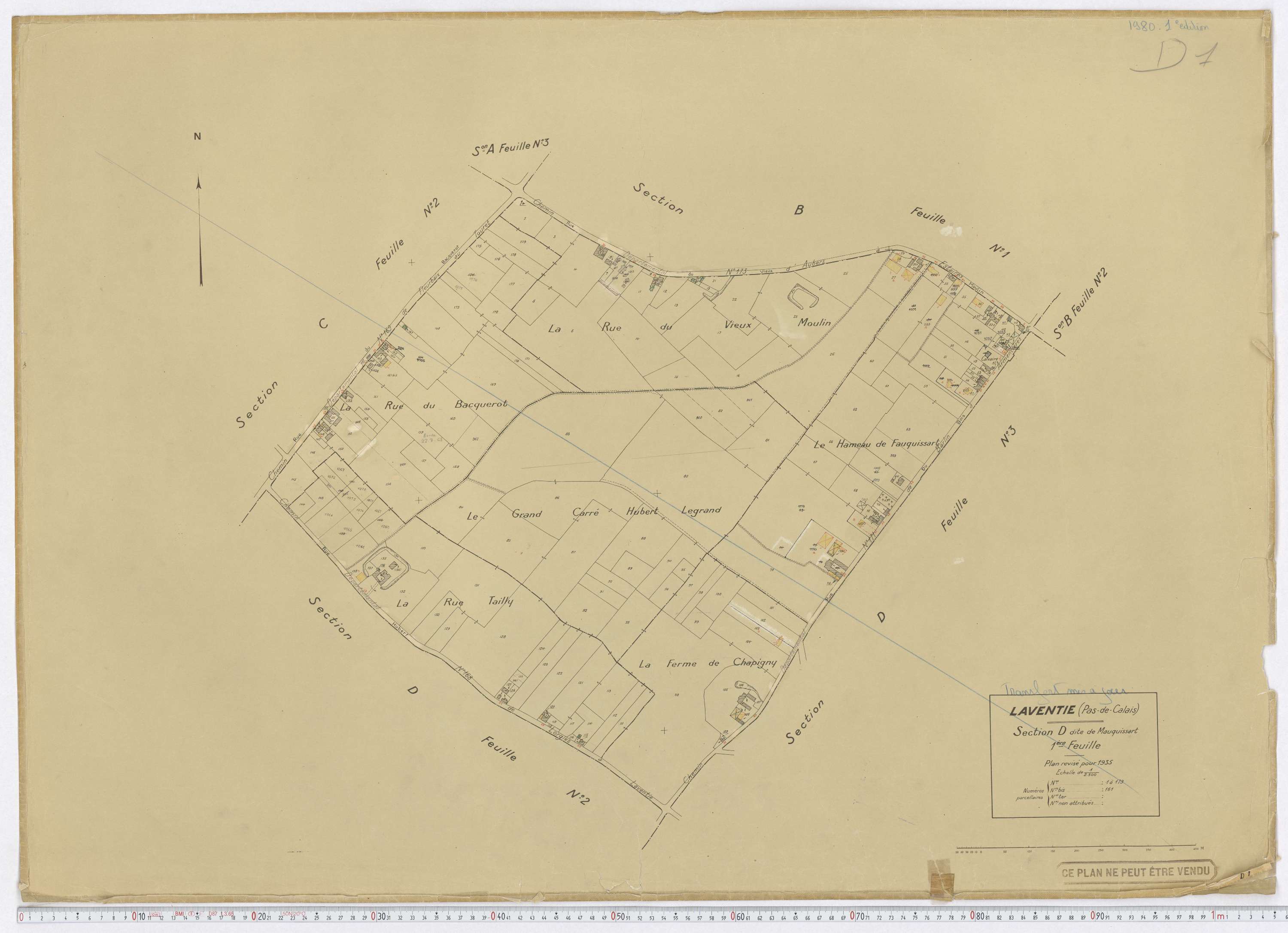 Laventie - Section D, feuille 1.