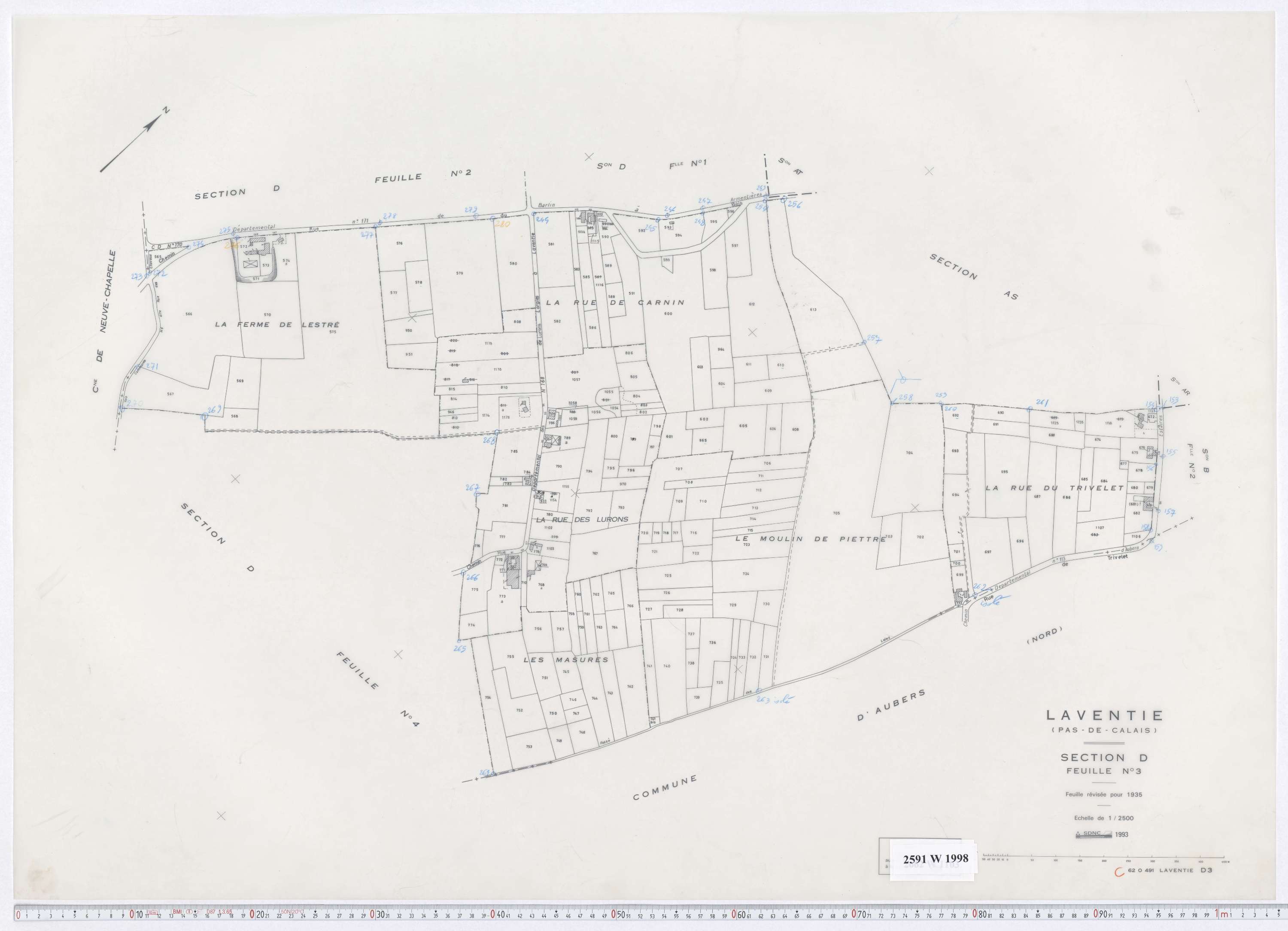 Laventie - Section D, feuille 3.
