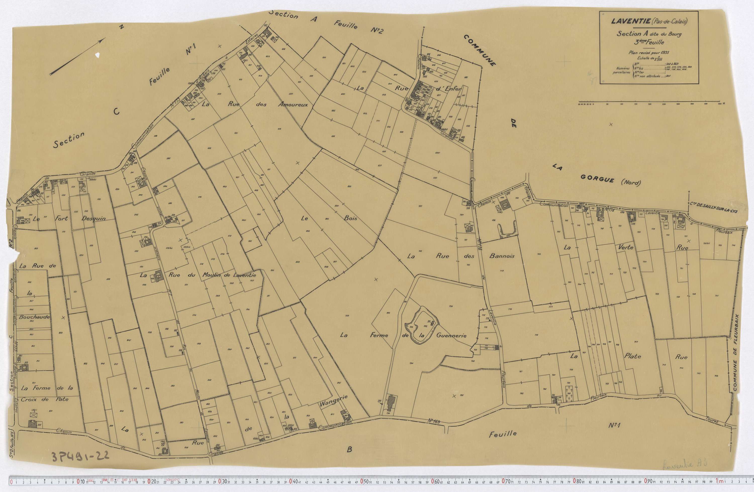 Laventie - Section A, feuille 3.