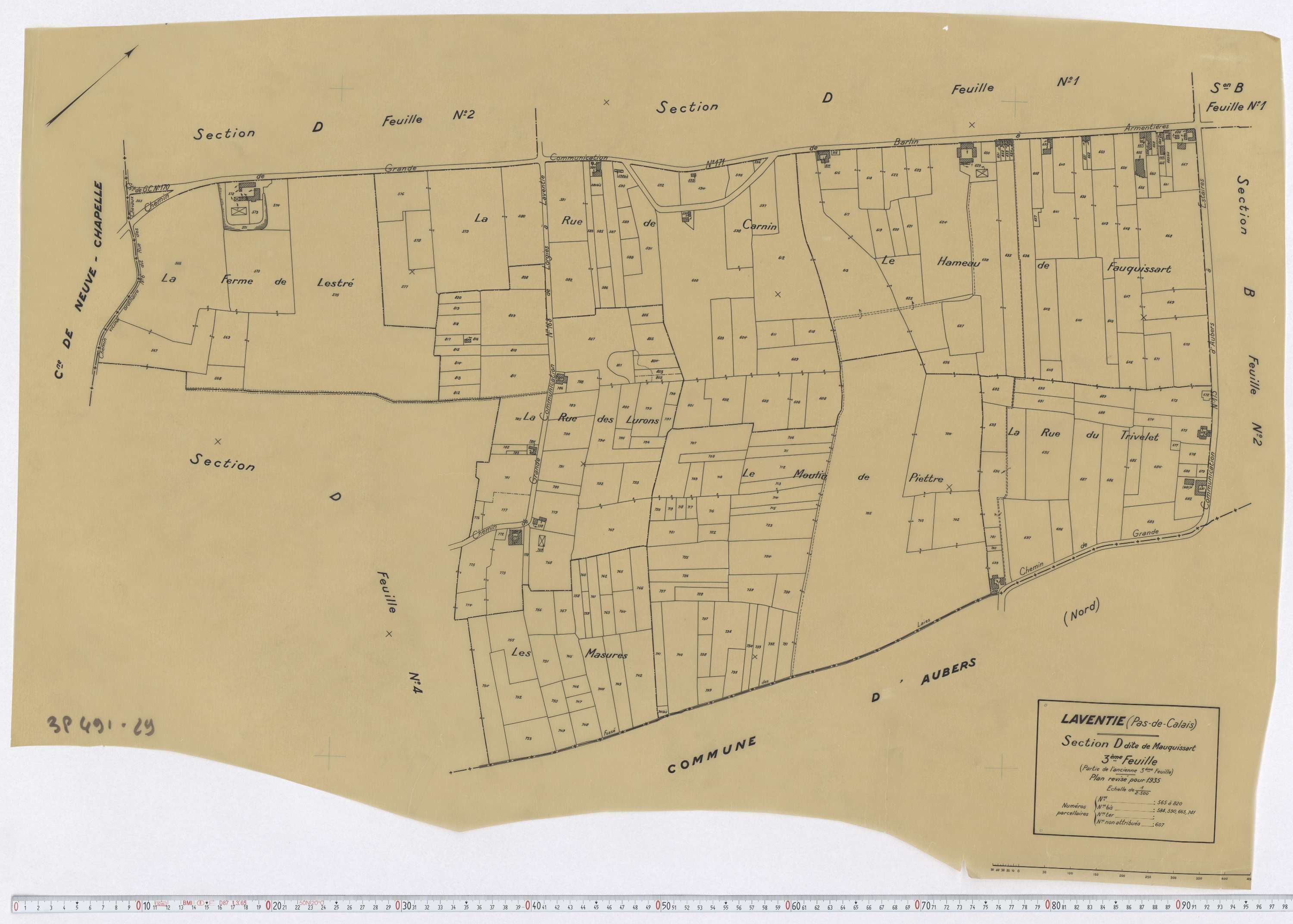 Laventie - Section D, feuille 3.