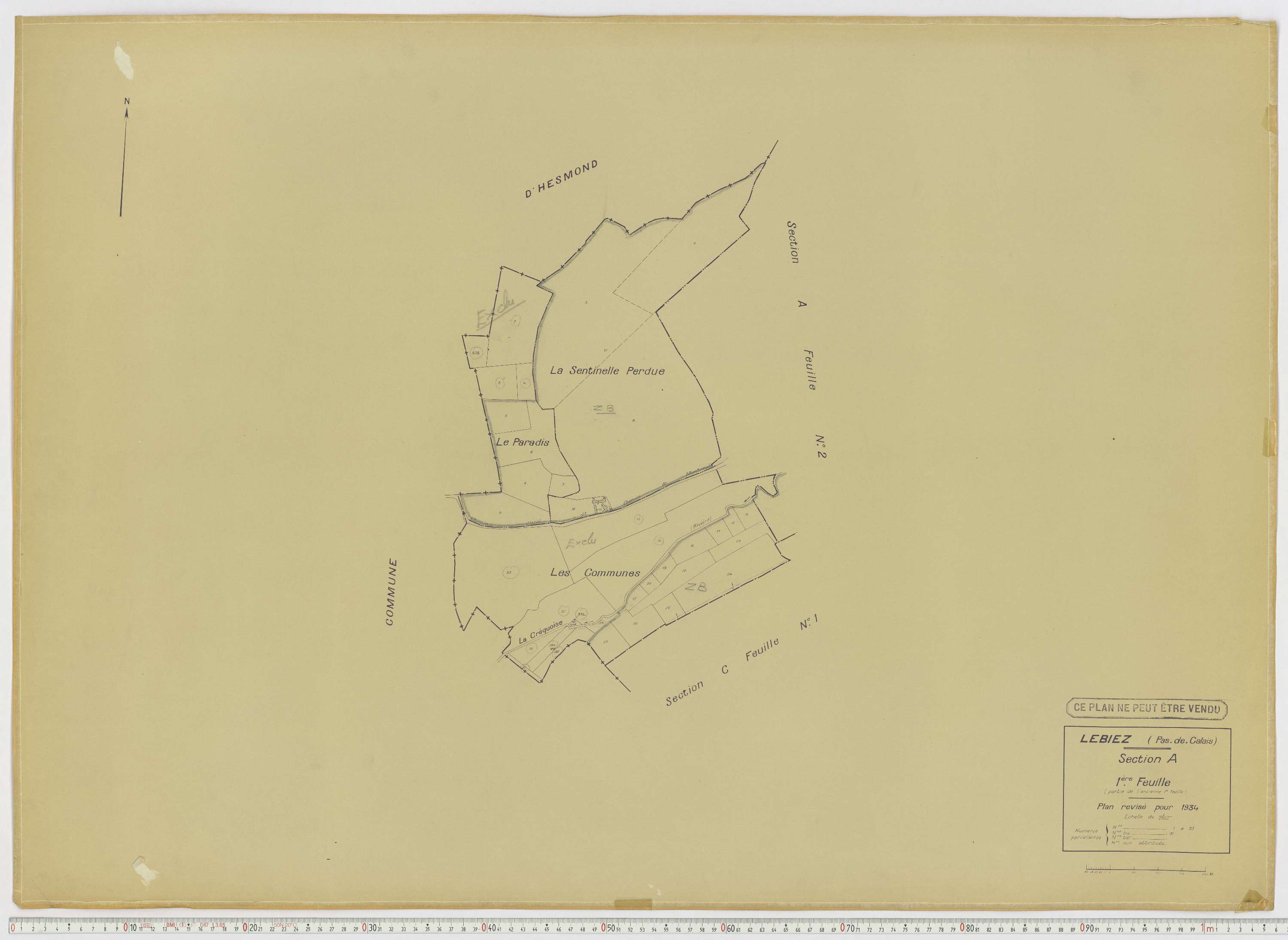 Lebiez - Section A, feuille 1.