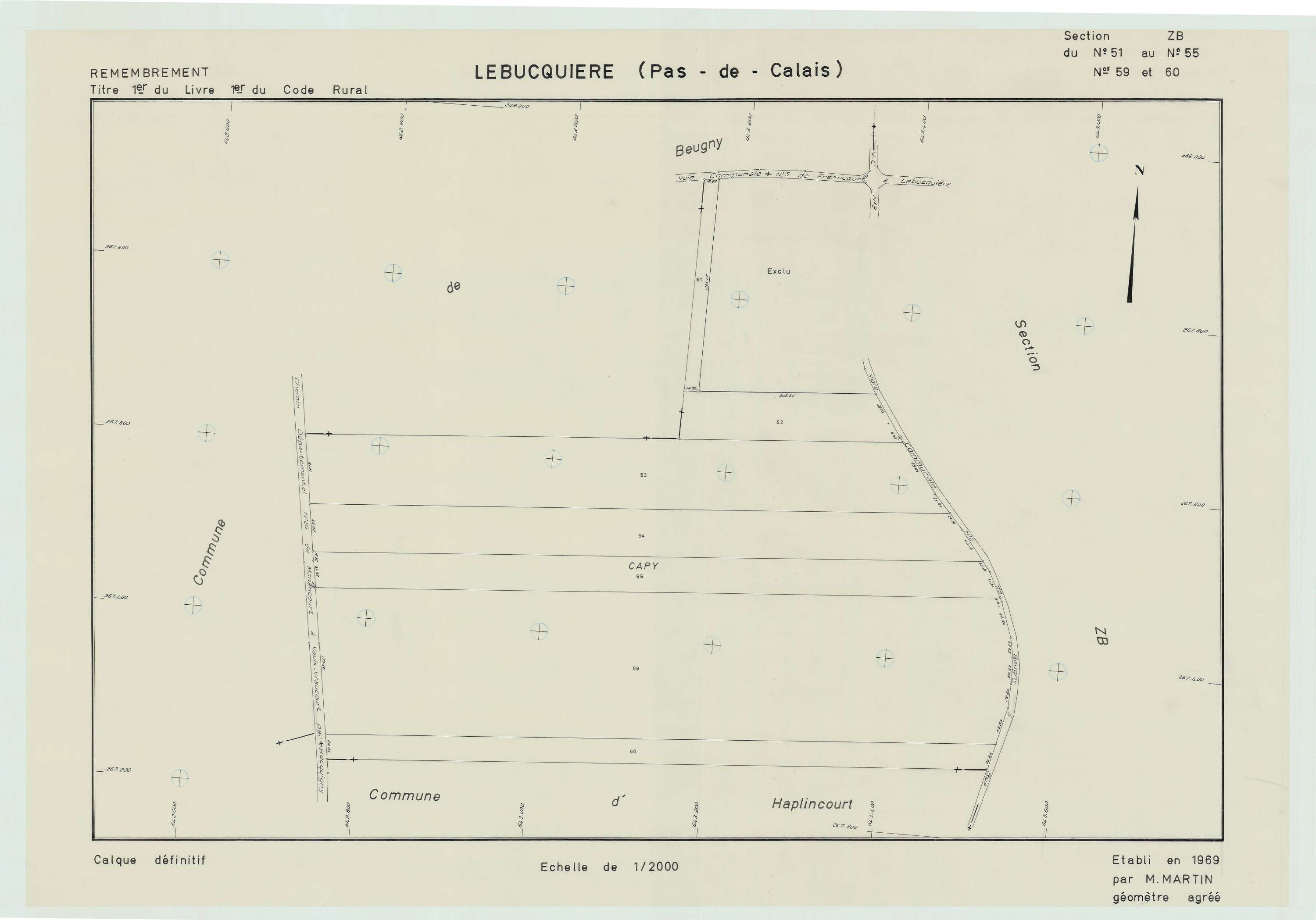 Lebucquière - Plan de remembrement : section ZB.