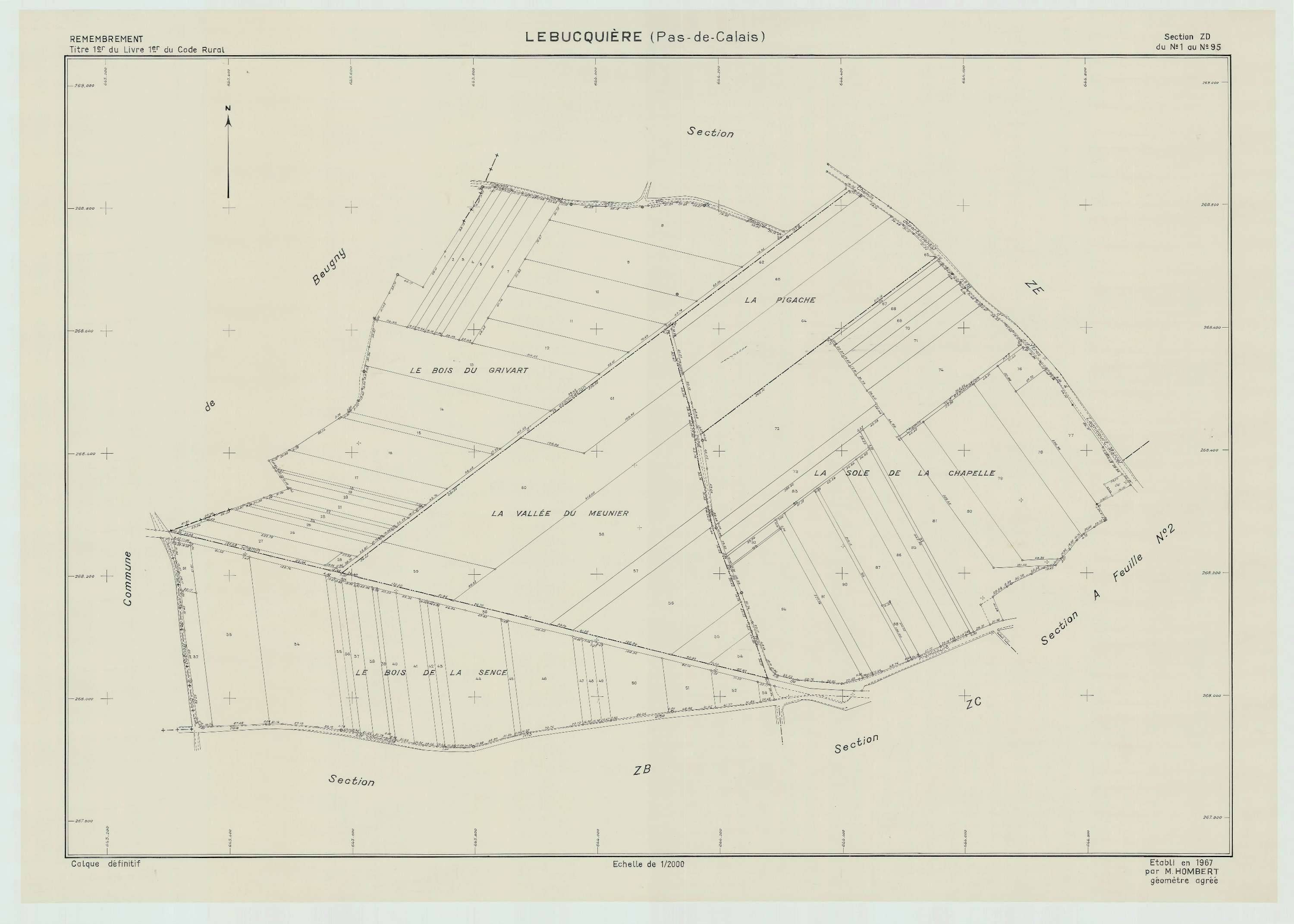 Lebucquière - Plan de remembrement : section ZD.