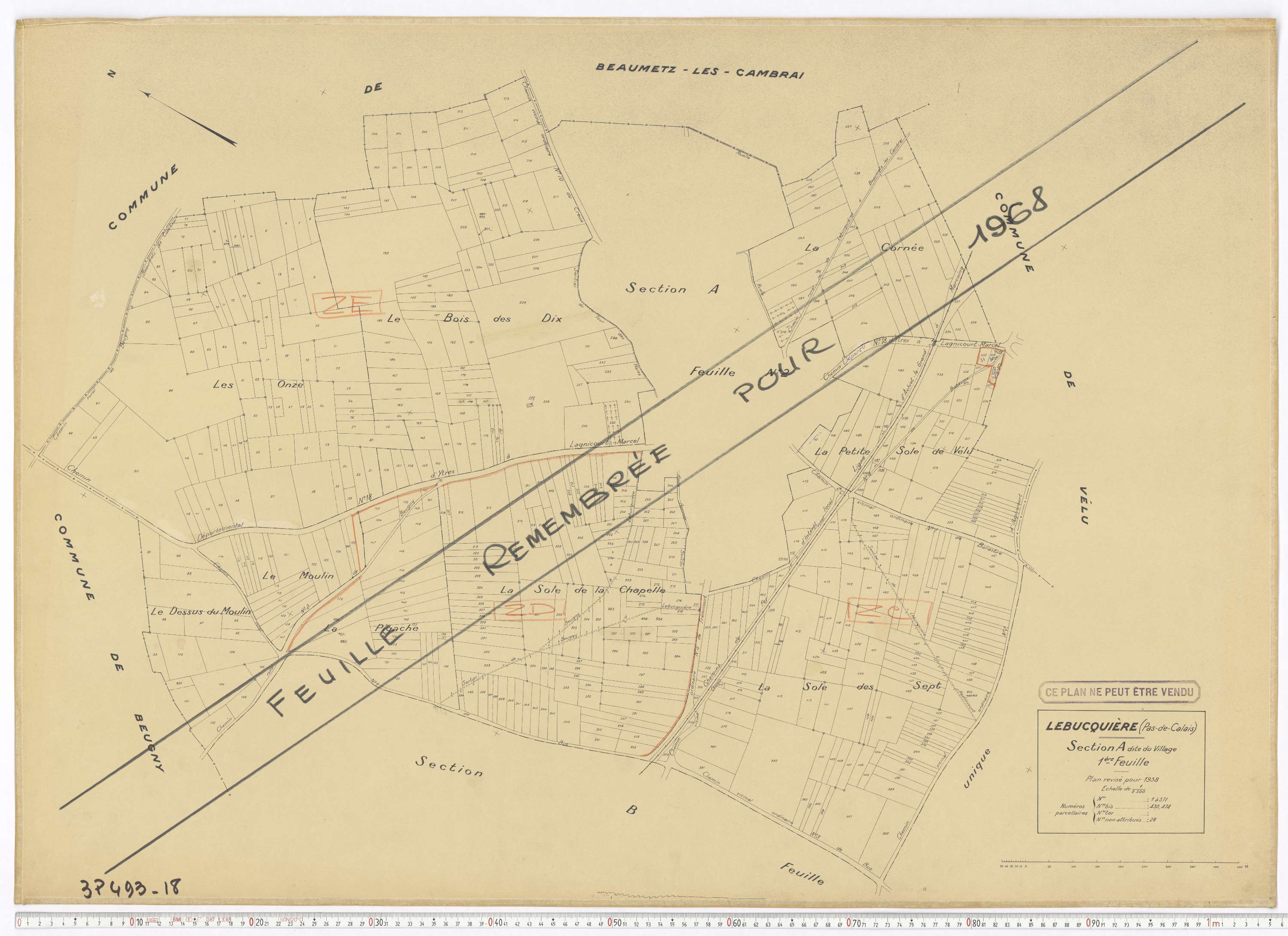 Lebucquière - Section A, feuille 1.