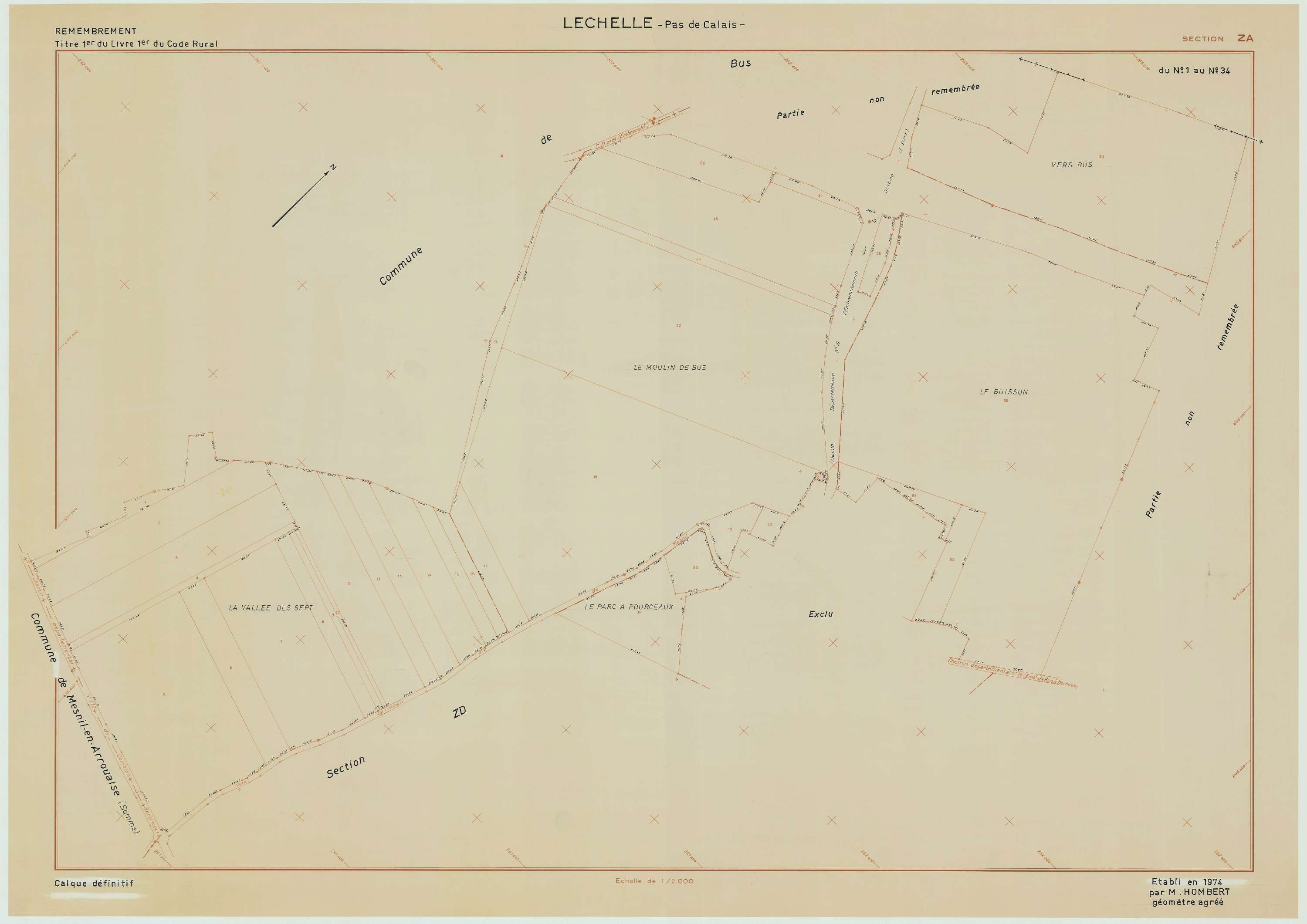 Léchelle - Plan de remembrement : section ZA.