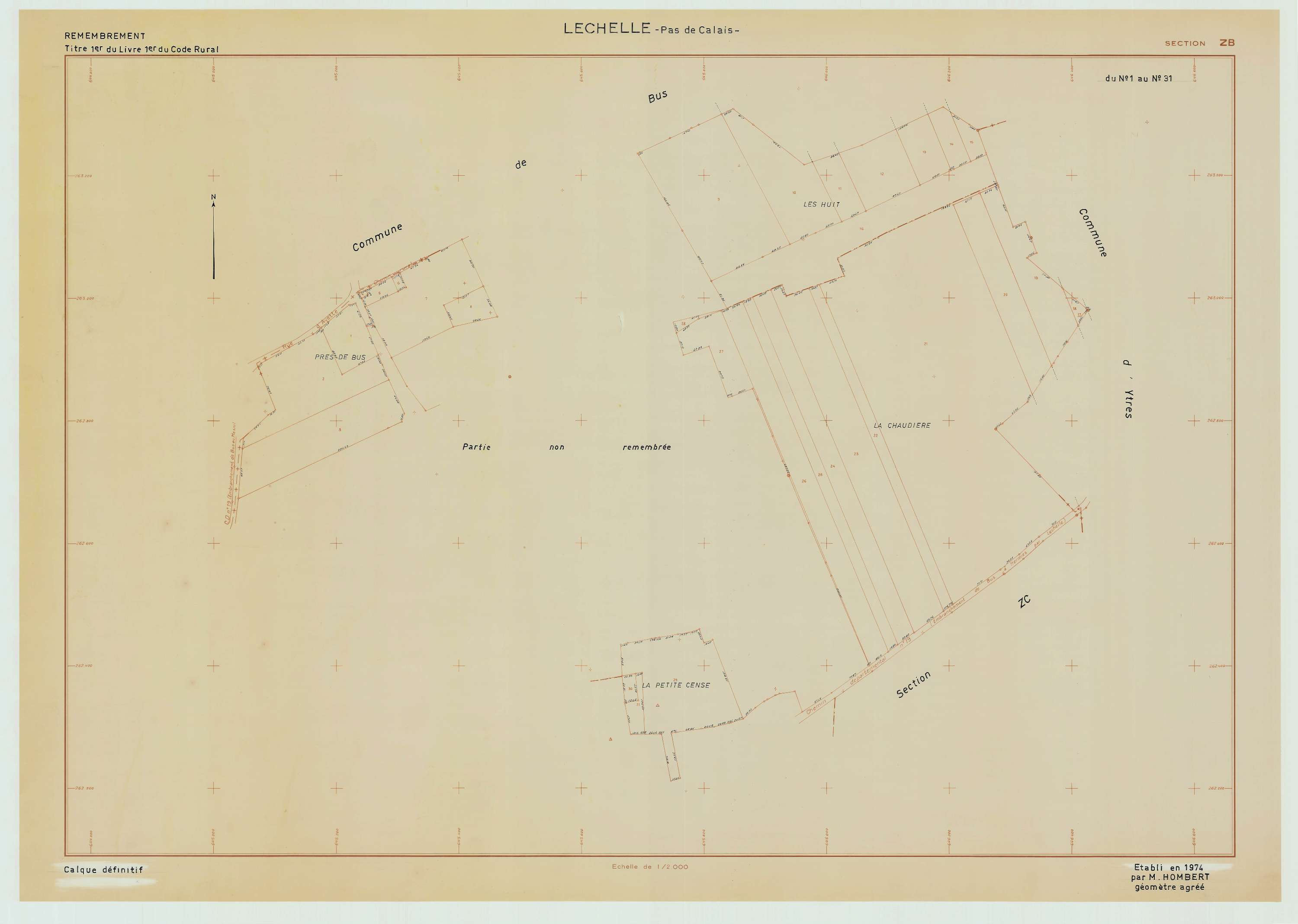 Léchelle - Plan de remembrement : section ZB.