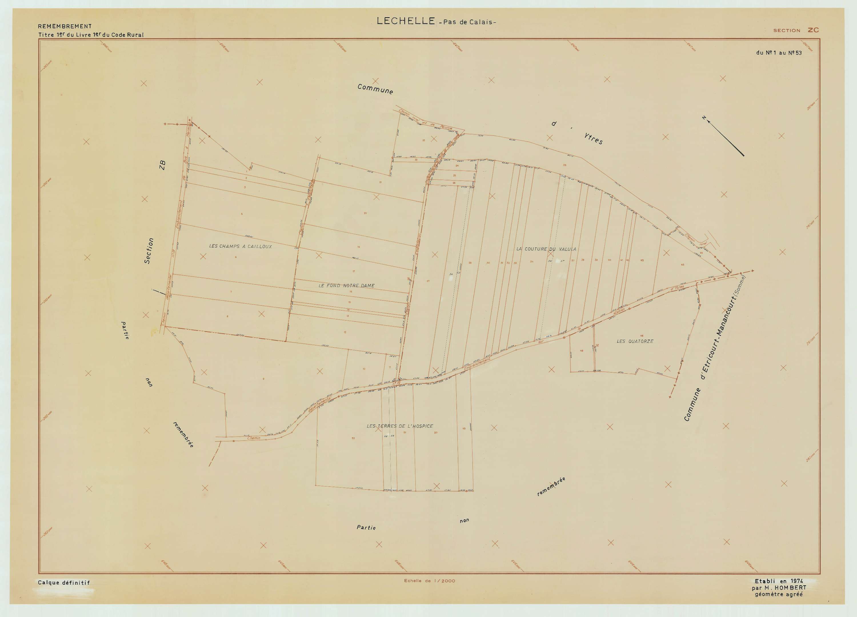 Léchelle - Plan de remembrement : section ZC.