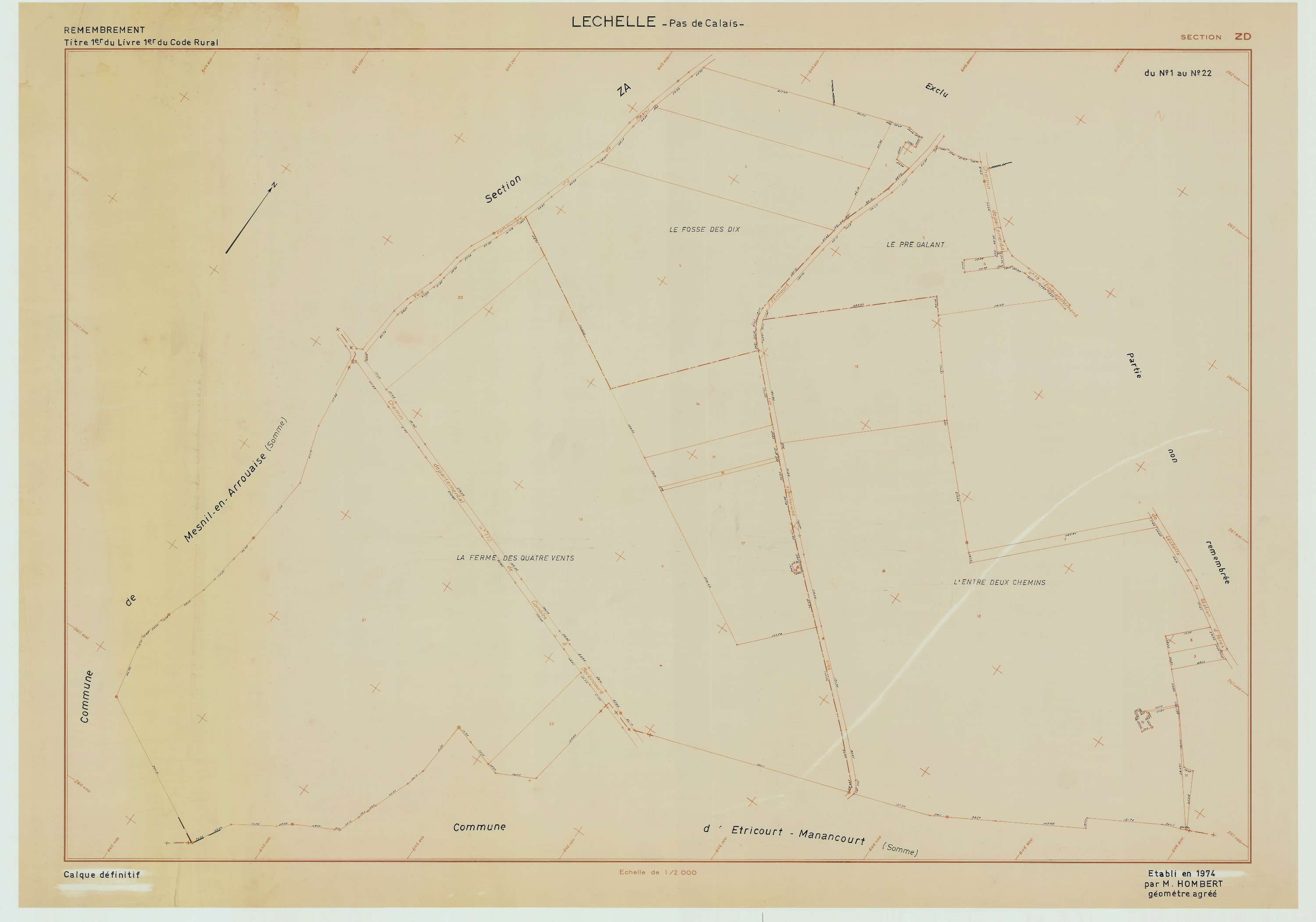 Léchelle - Plan de remembrement : section ZD.