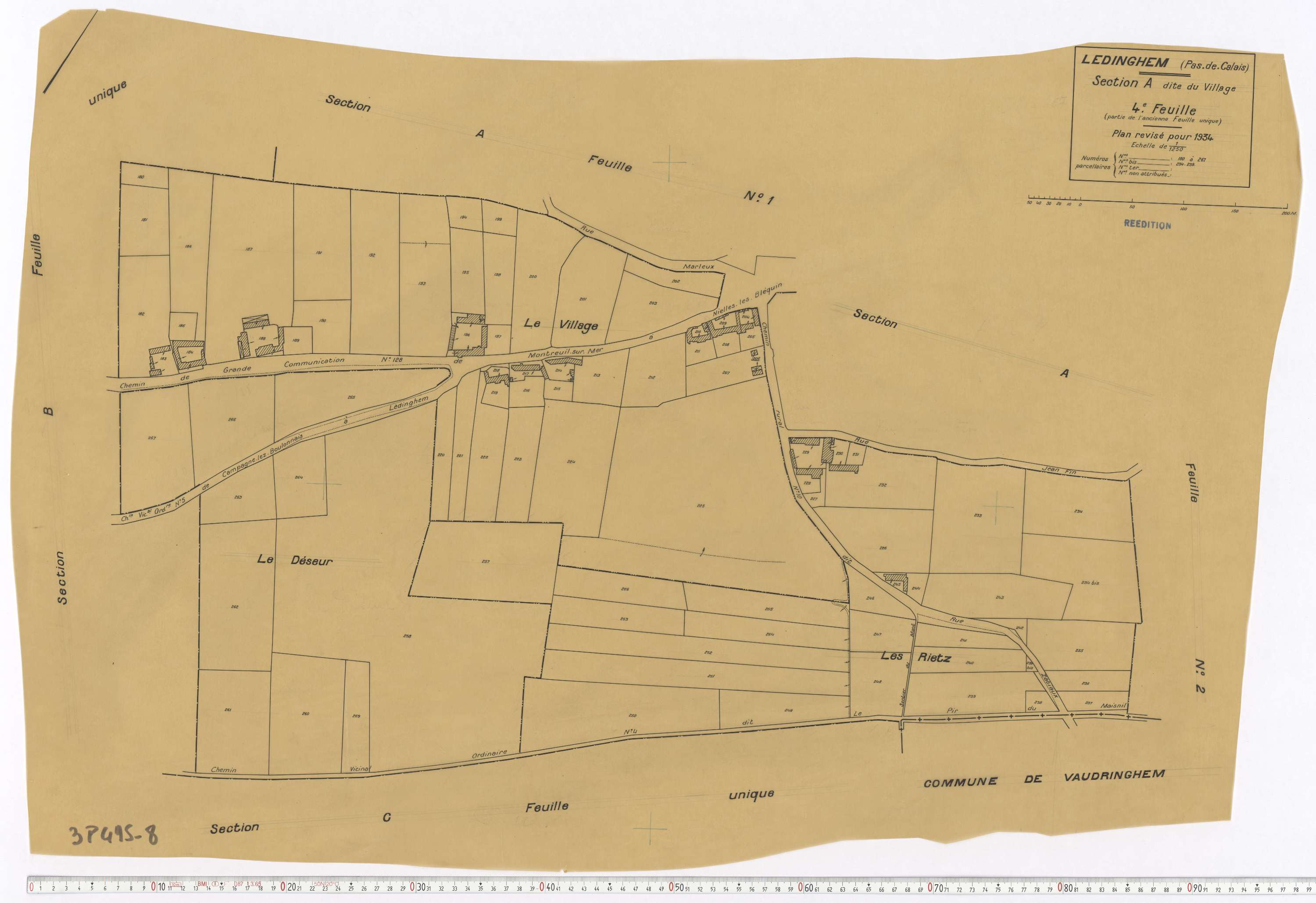 Ledinghem - Section A, feuille 4.
