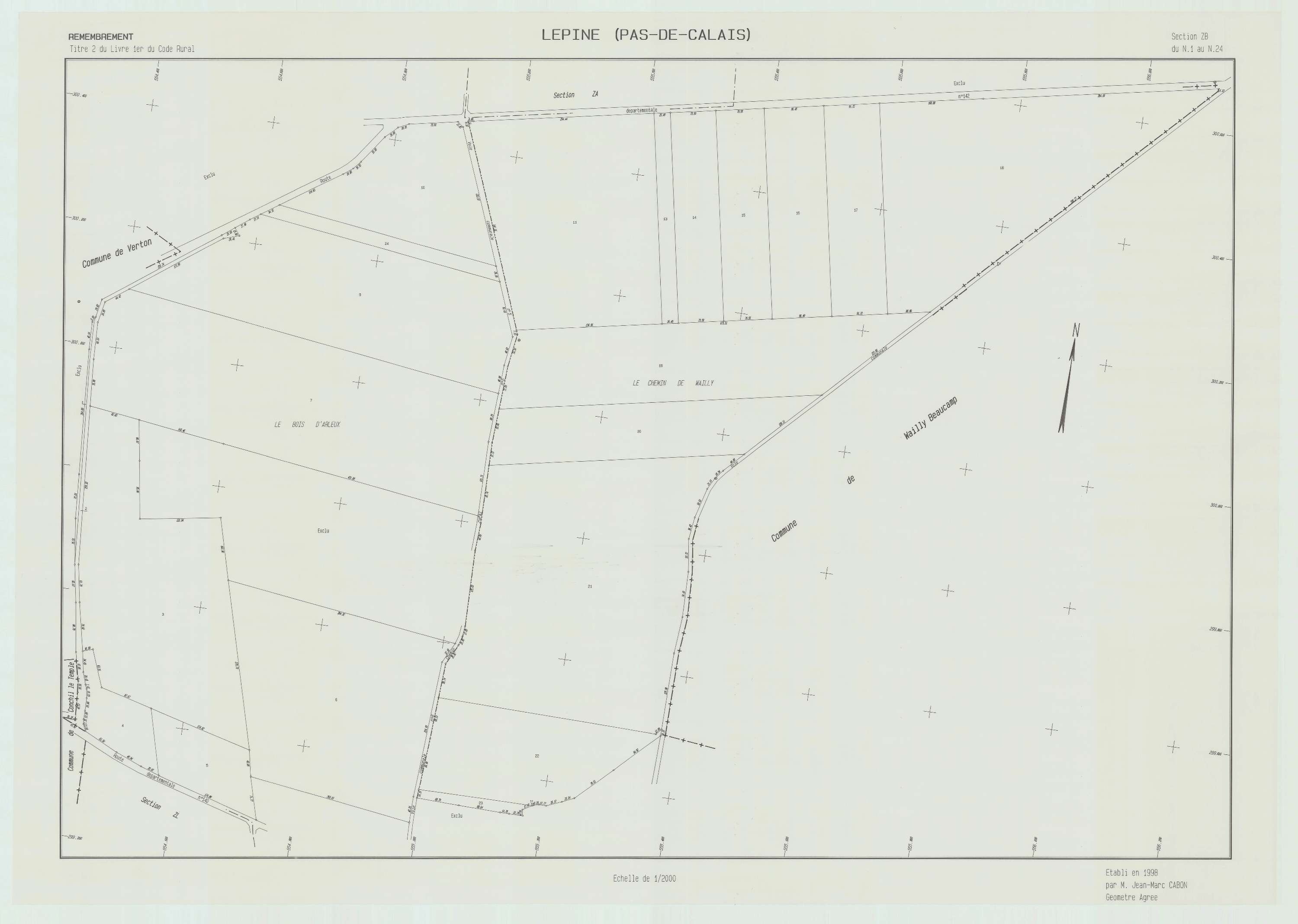 Lépine - Plan de remembrement : section ZB.
