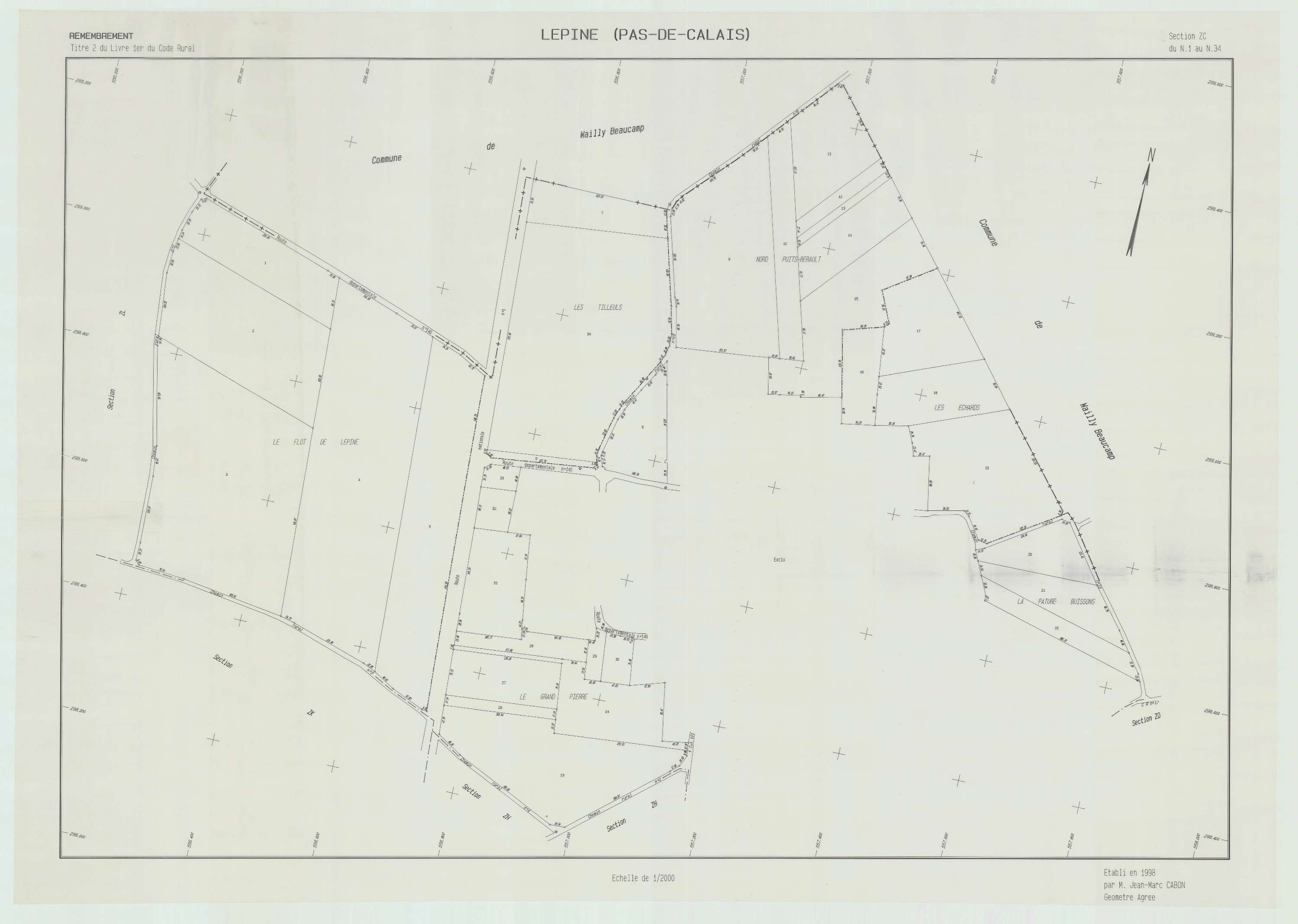 Lépine - Plan de remembrement : section ZC.