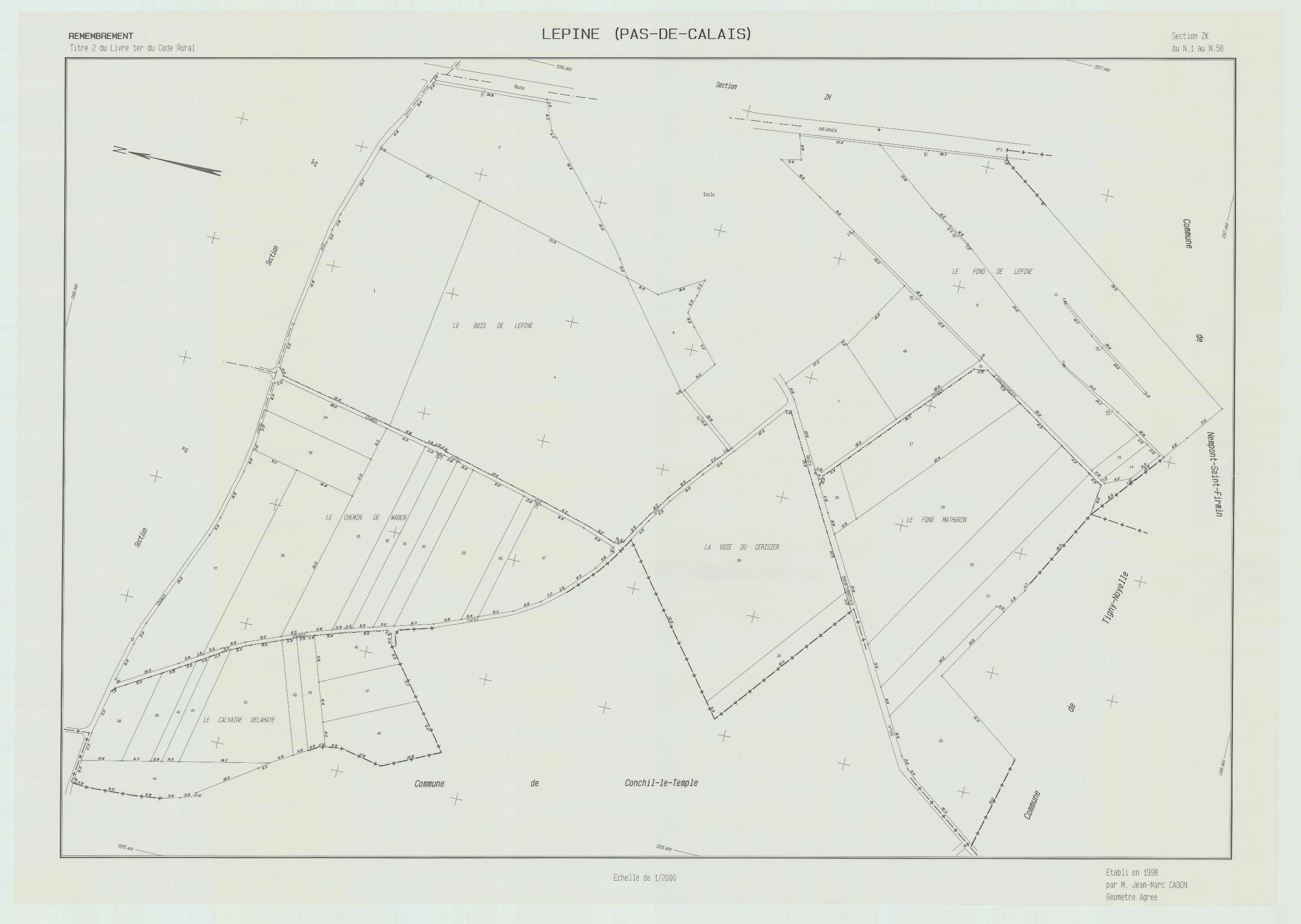 Lépine - Plan de remembrement : section ZK.