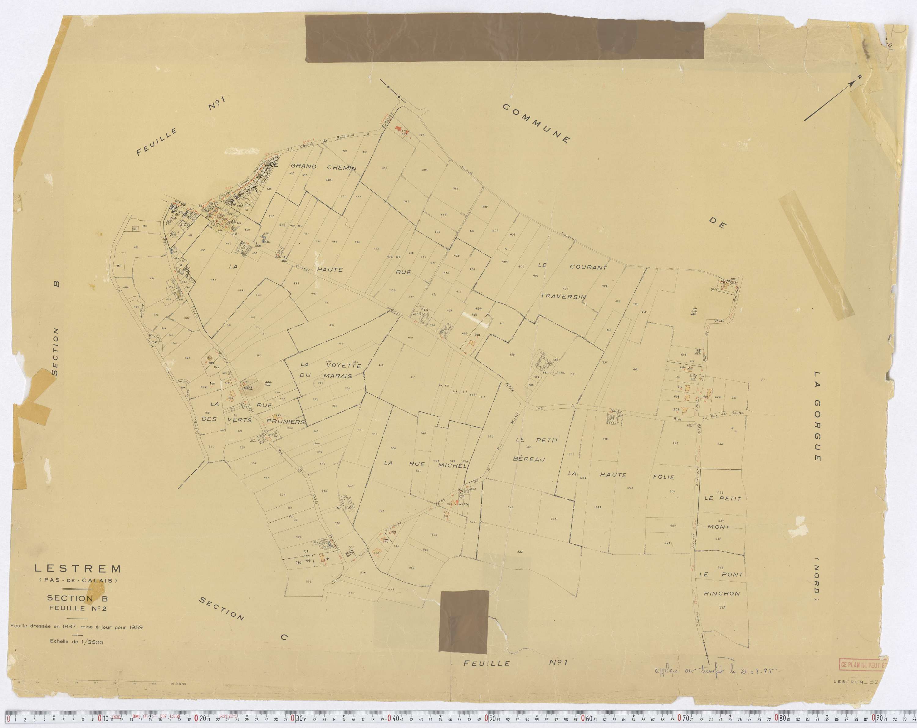 Lestrem - Section B, feuille 2.