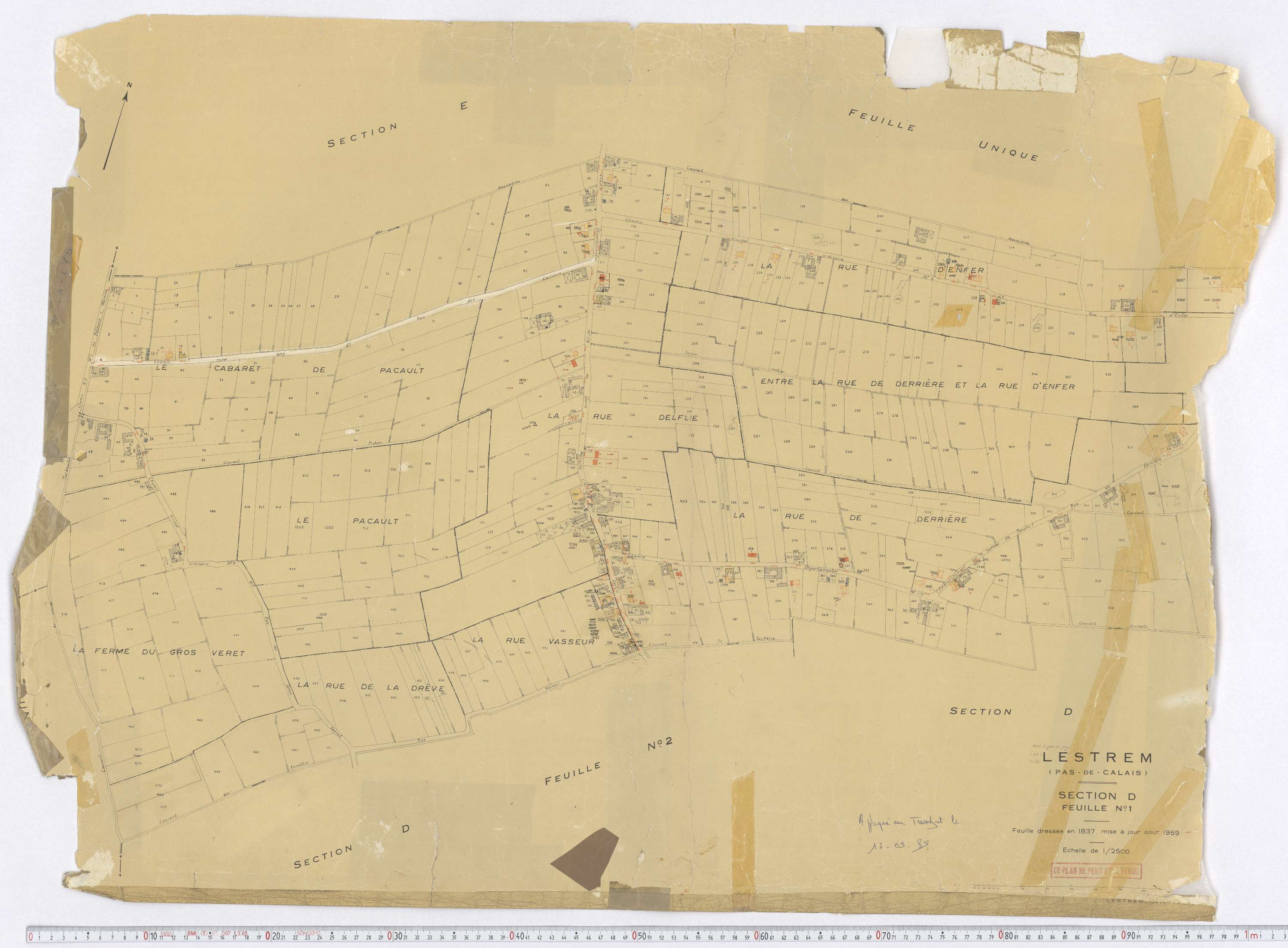 Lestrem - Section D, feuille 1.