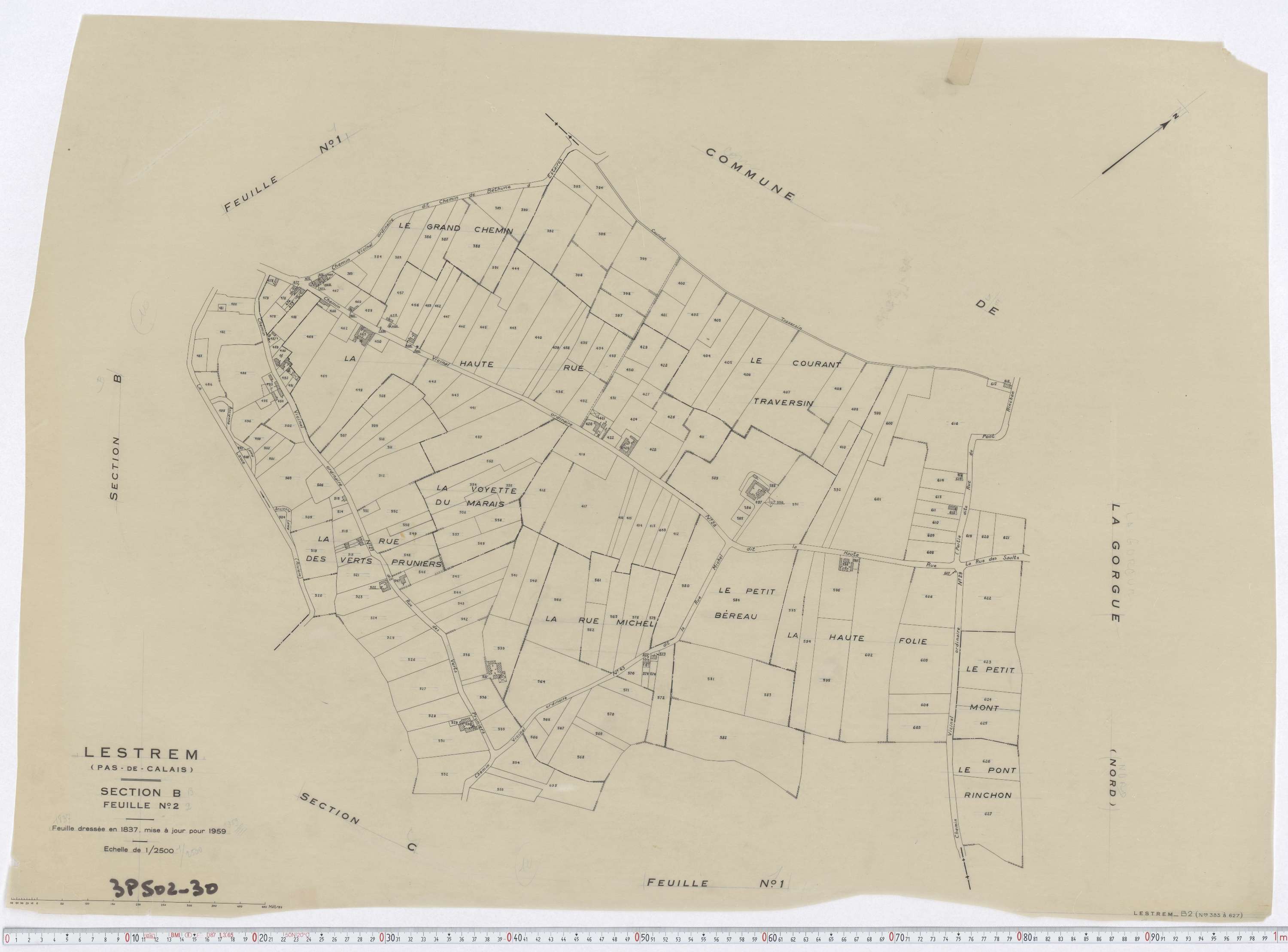 Lestrem - Section B, feuille 2.