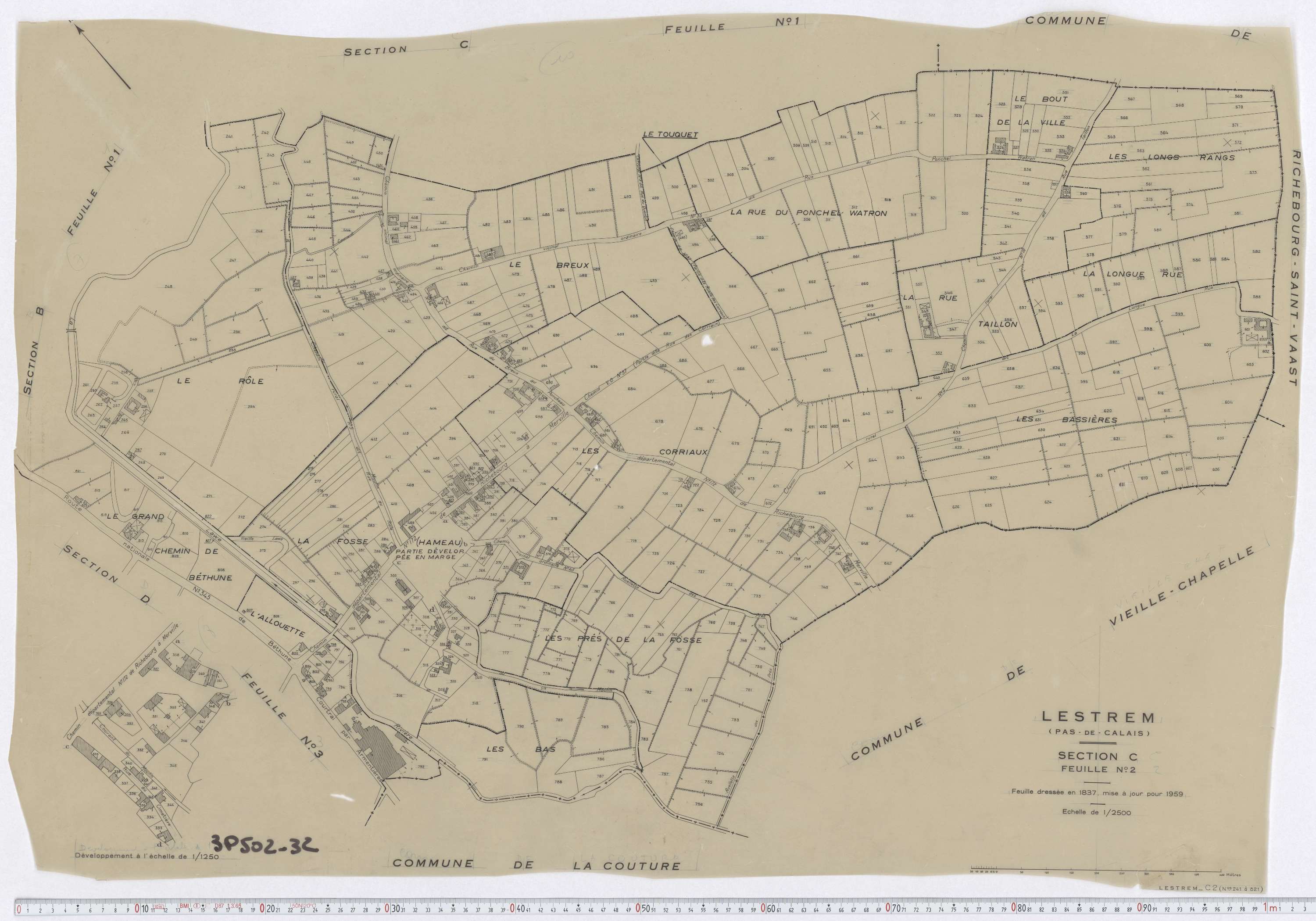 Lestrem - Section C, feuille 2.