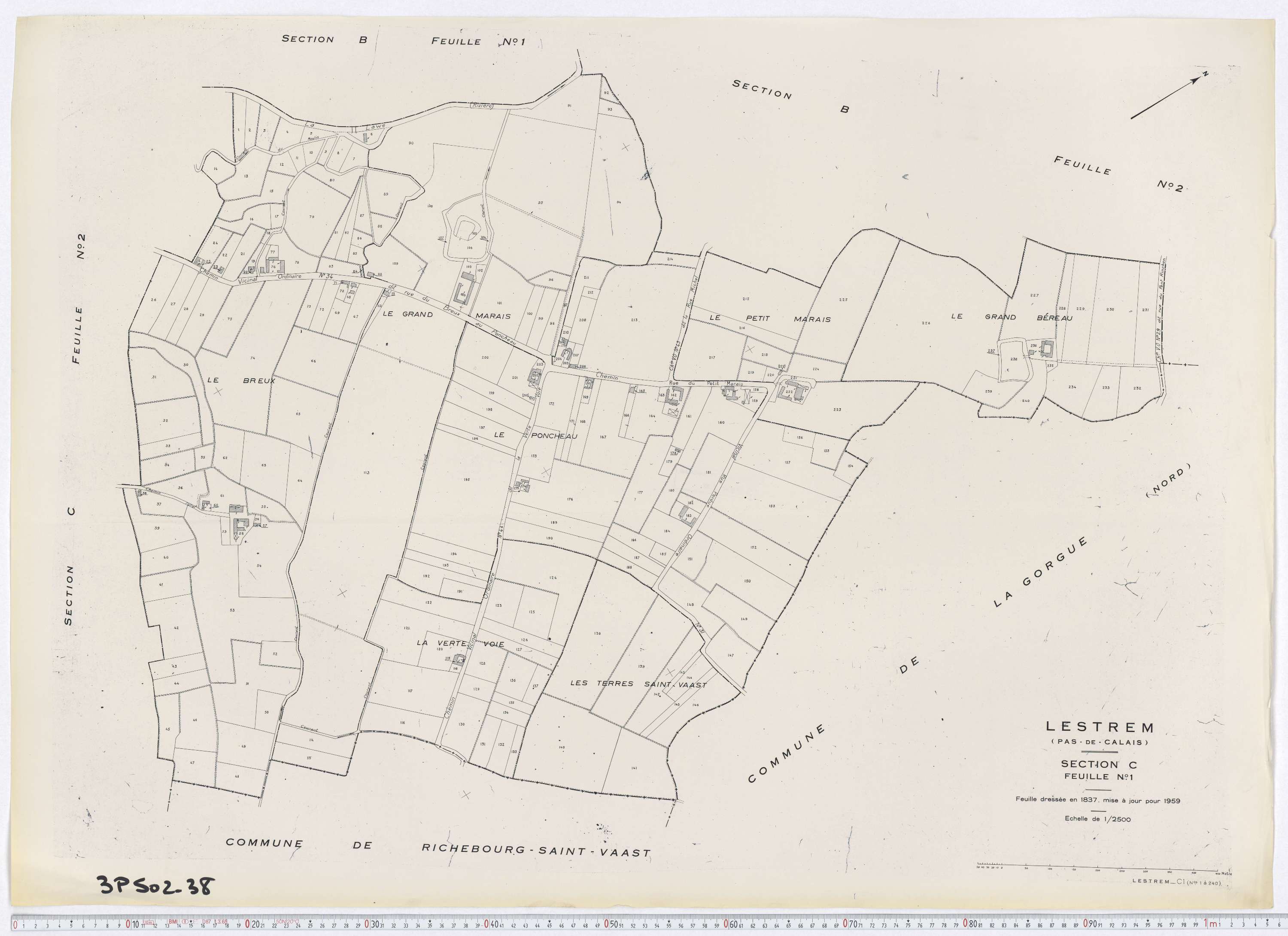 Lestrem - Section C, feuille 1.
