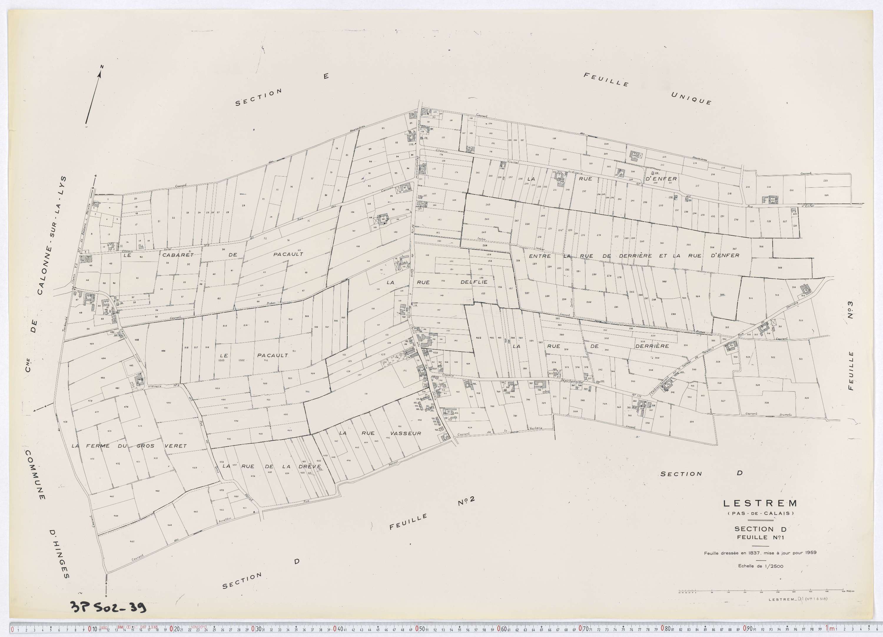 Lestrem - Section D, feuille 1.