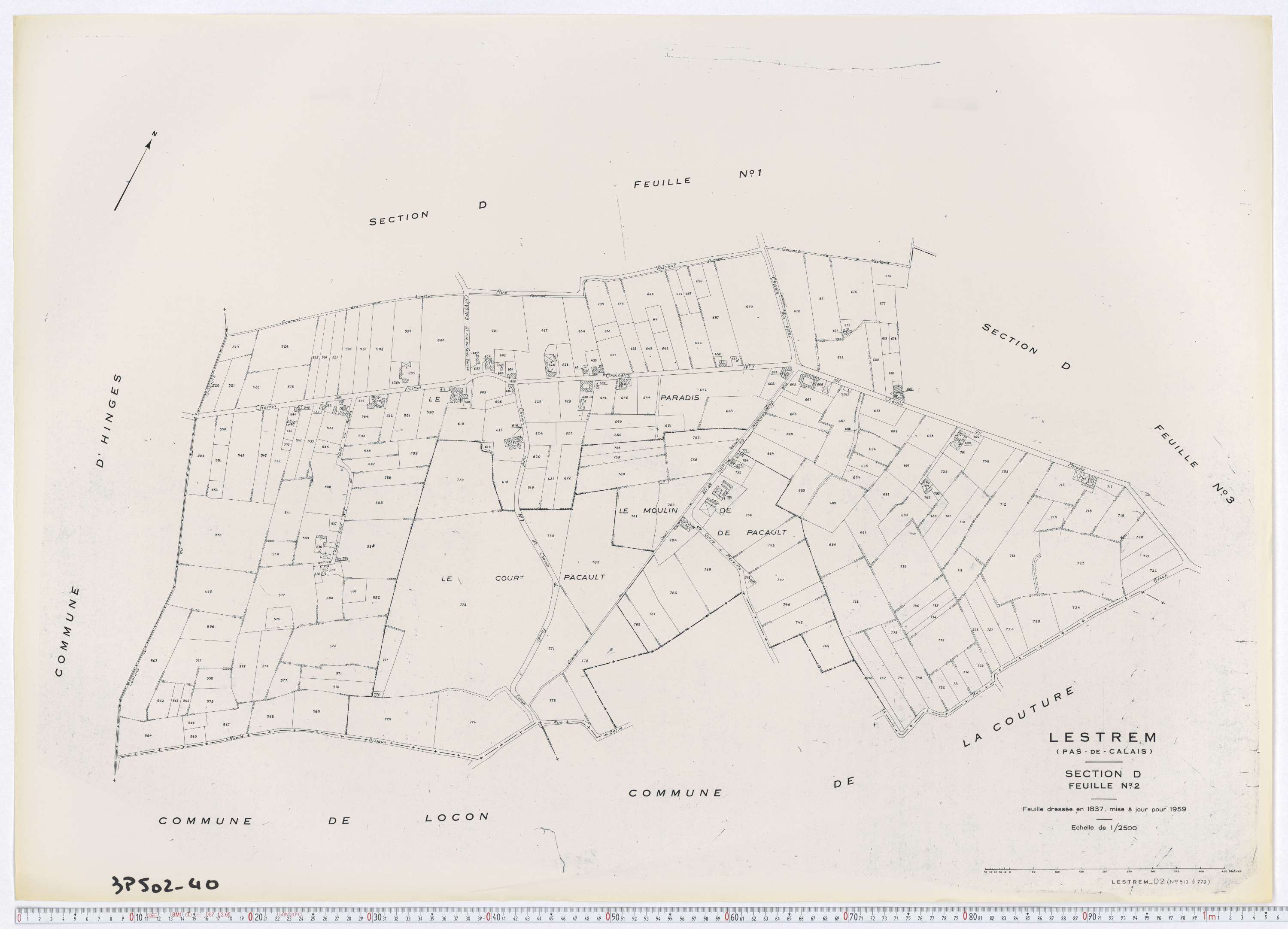 Lestrem - Section D, feuille 2.