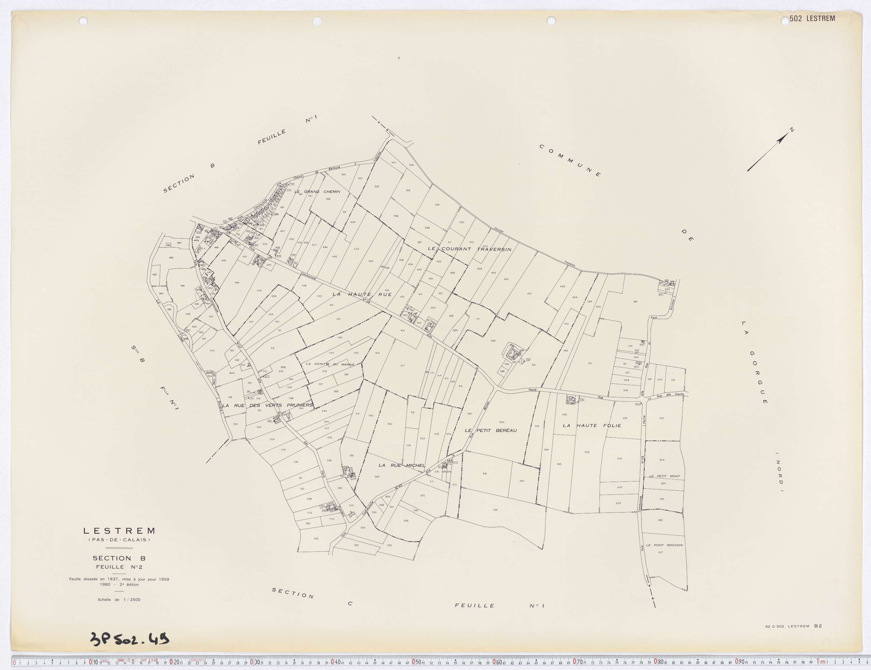 Lestrem - Section B, feuille 2.