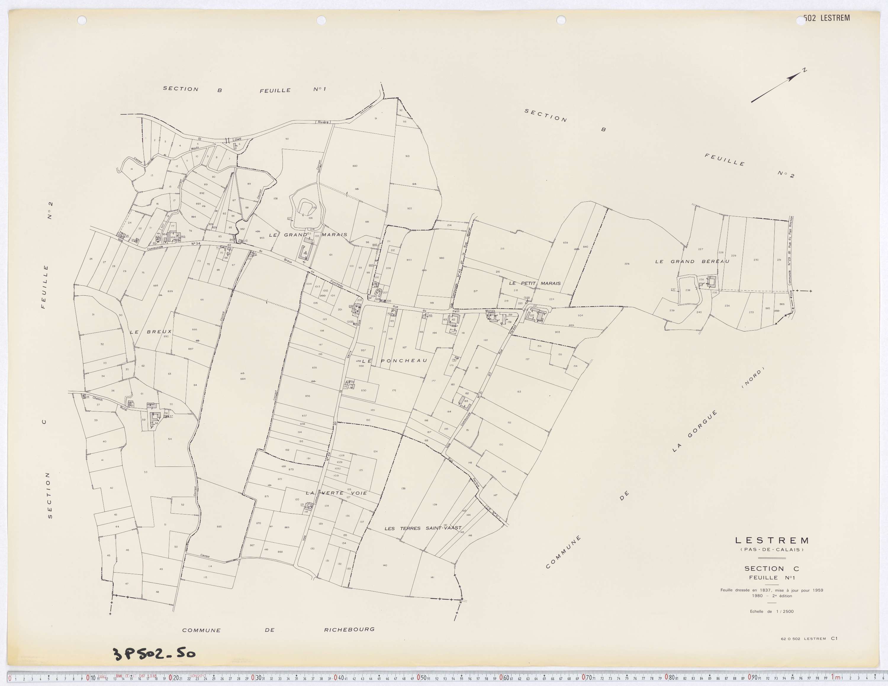 Lestrem - Section C, feuille 1.