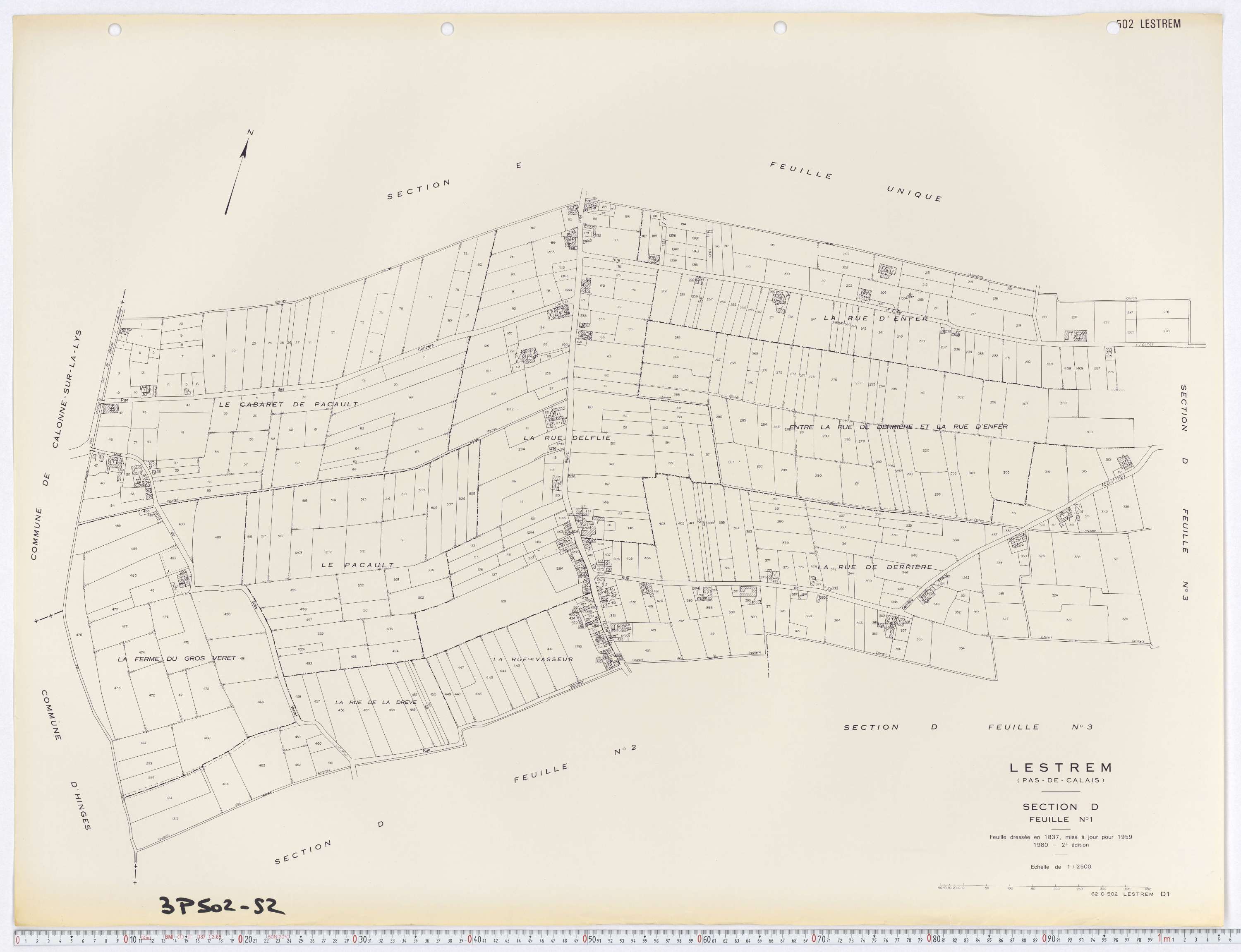 Lestrem - Section D, feuille 1.