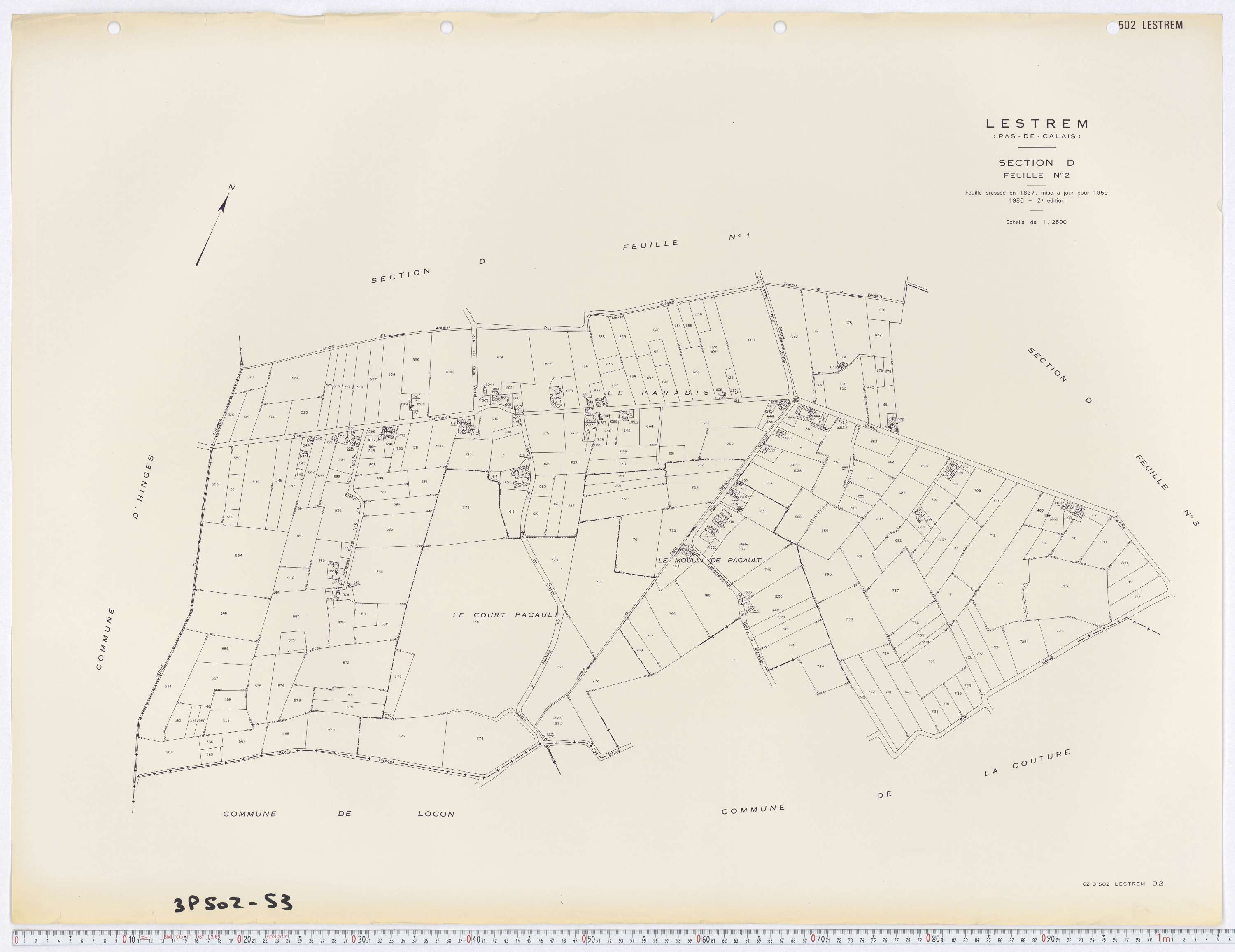 Lestrem - Section D, feuille 2.