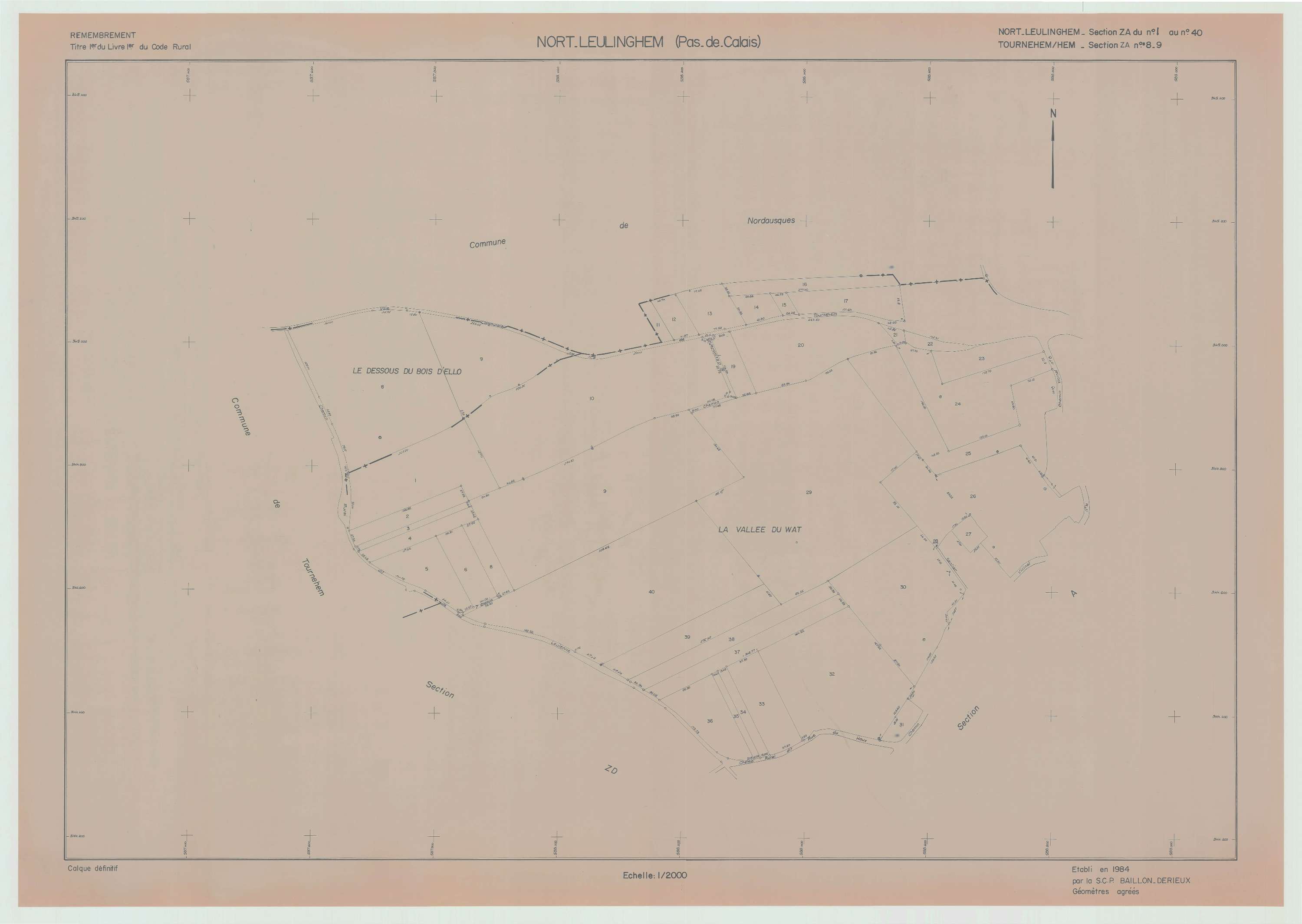 Leulinghem - Plan de remembrement : section ZA.