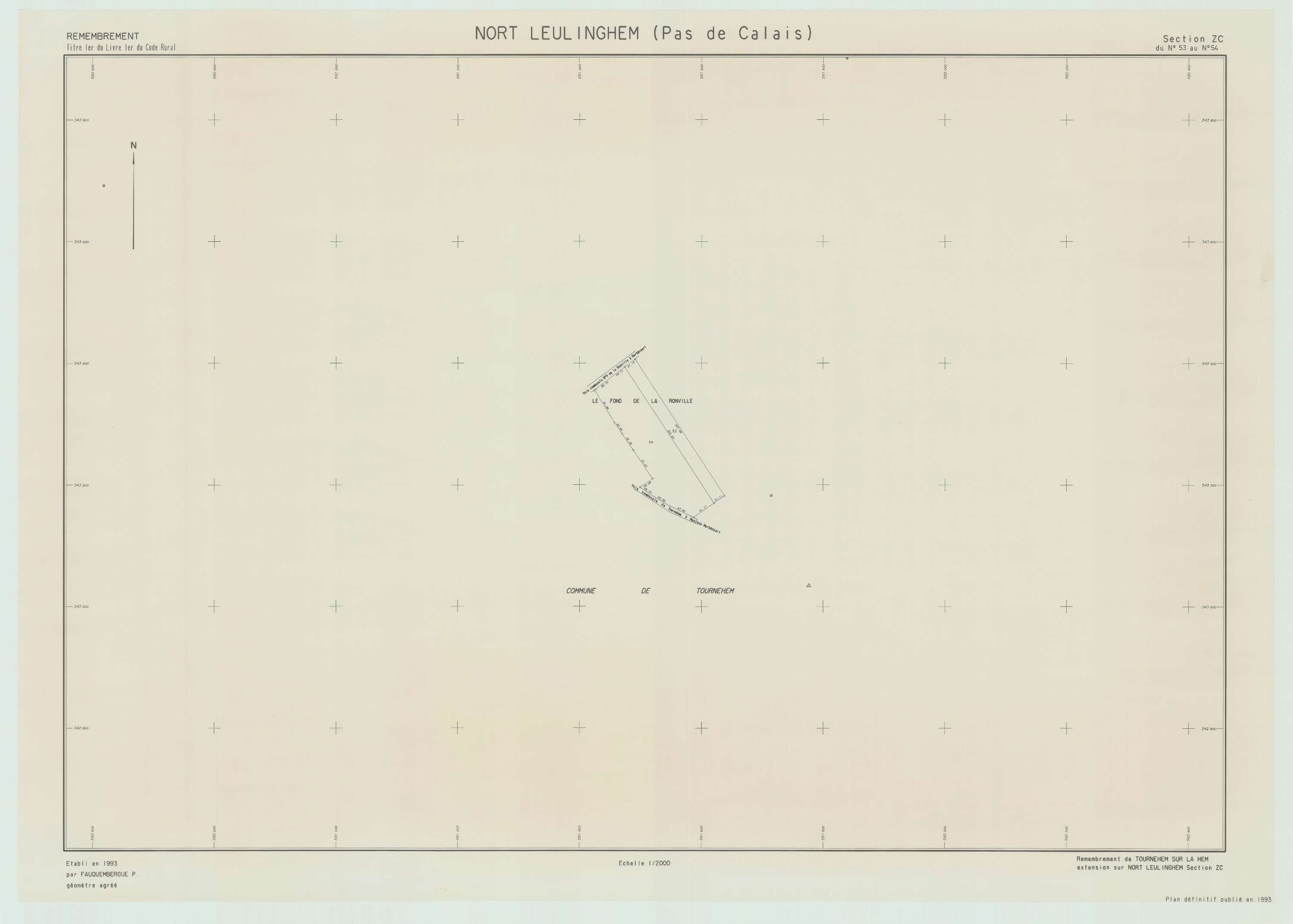 Leulinghem - Plan de remembrement : section ZC.