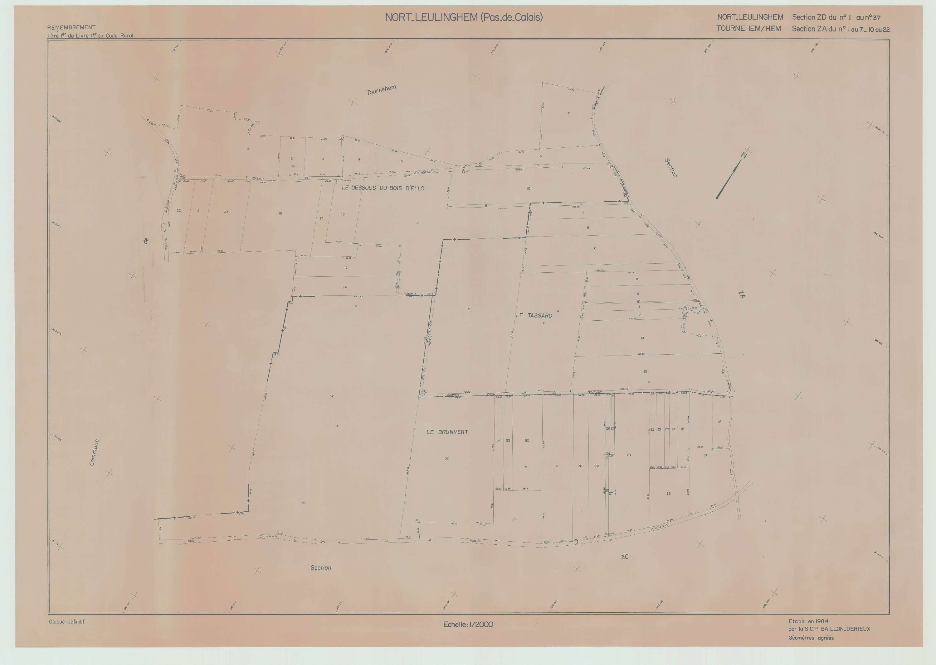 Leulinghem - Plan de remembrement : section ZD.