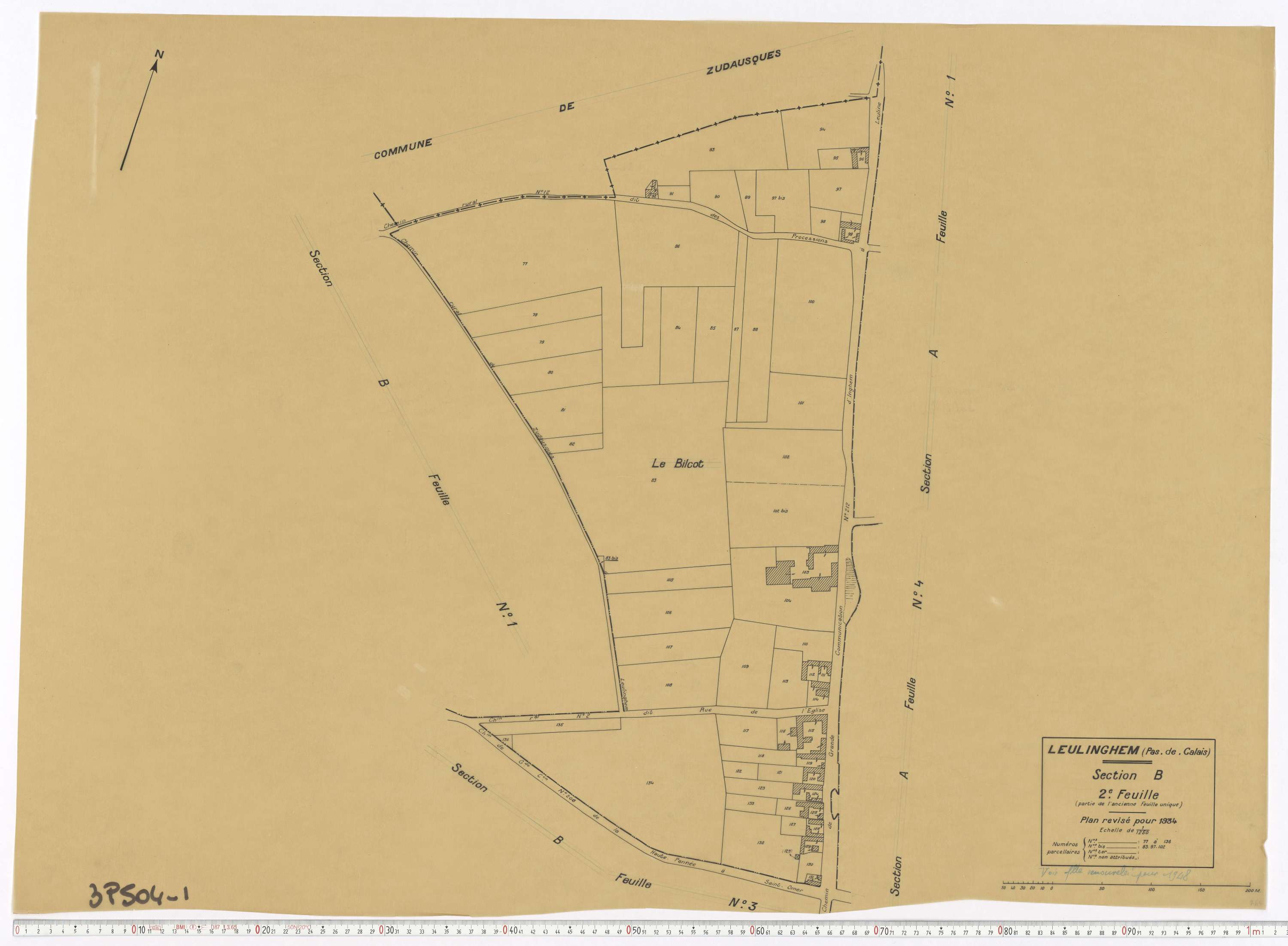 Leulinghem - Section B, feuille 2.