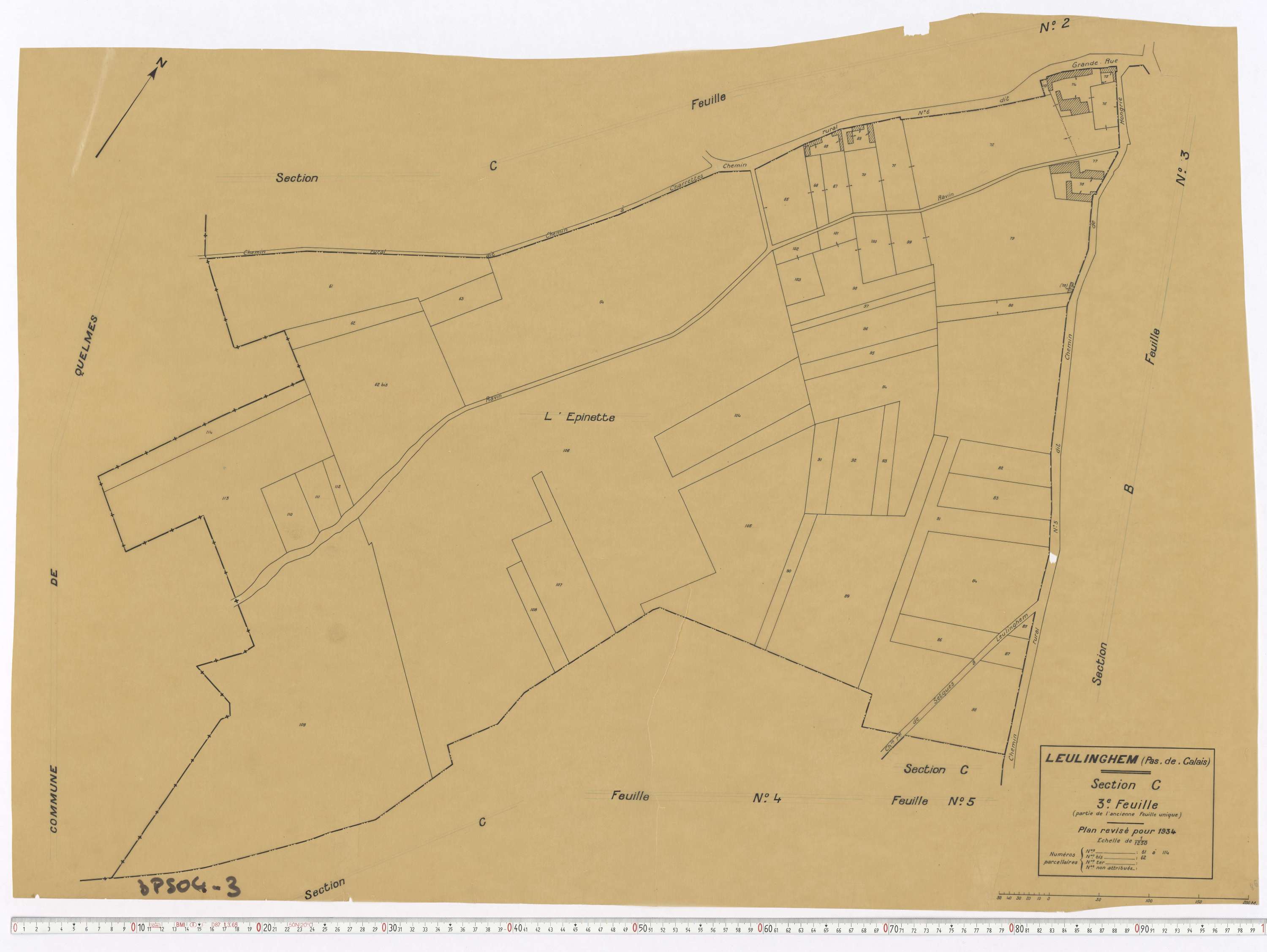 Leulinghem - Section C, feuille 3.