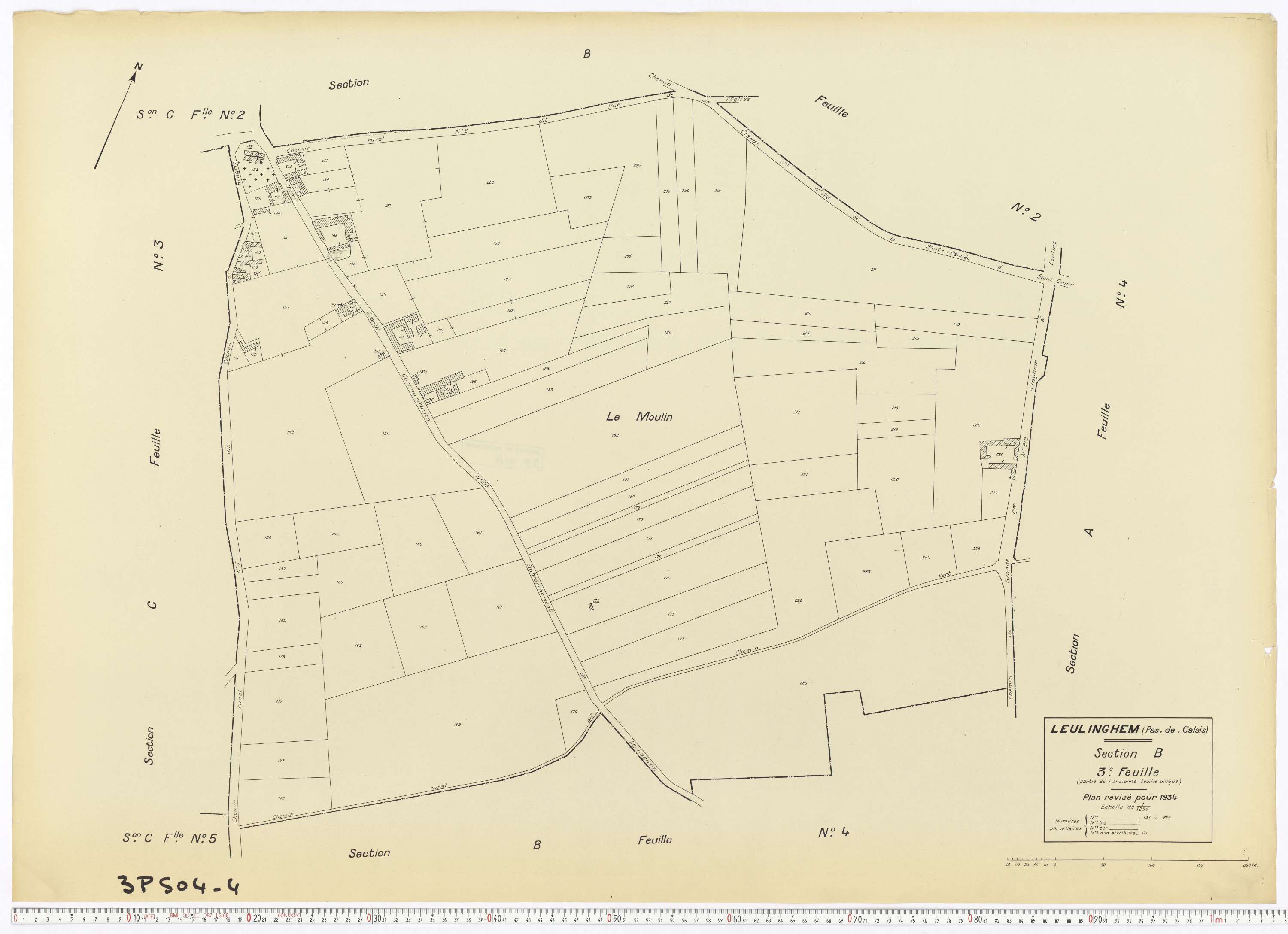 Leulinghem - Section B, feuille 3.