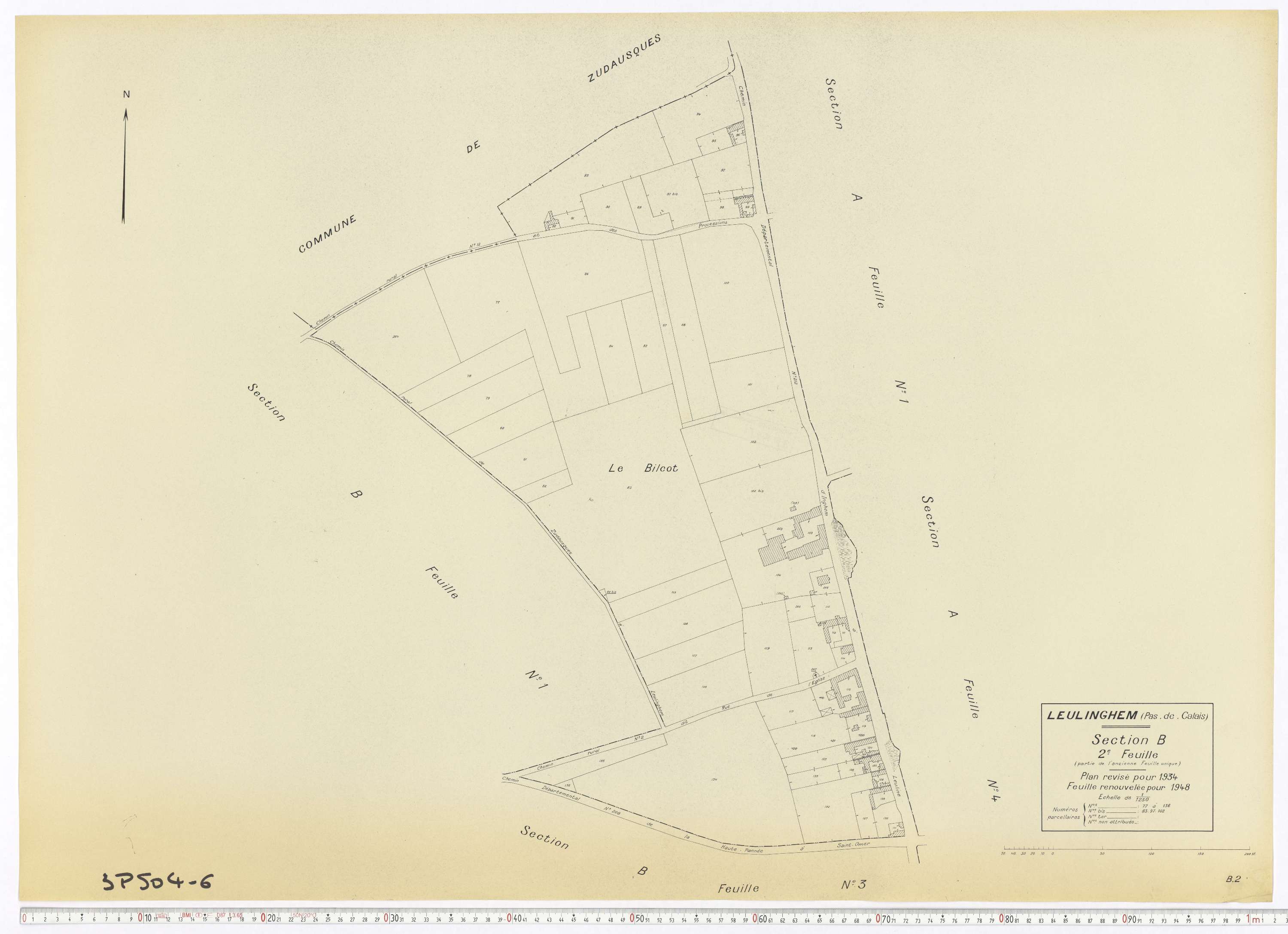 Leulinghem - Section B, feuille 2.