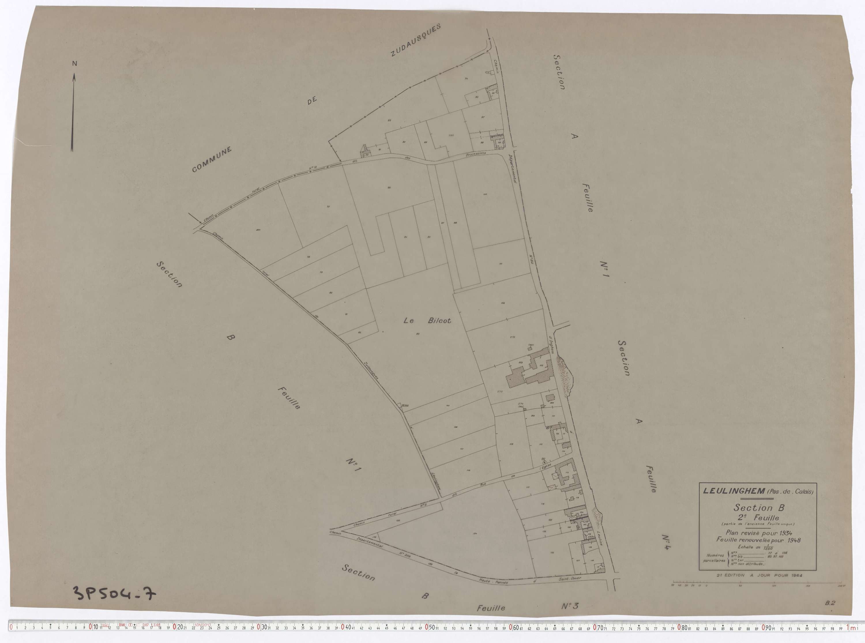 Leulinghem - Section B, feuille 2.