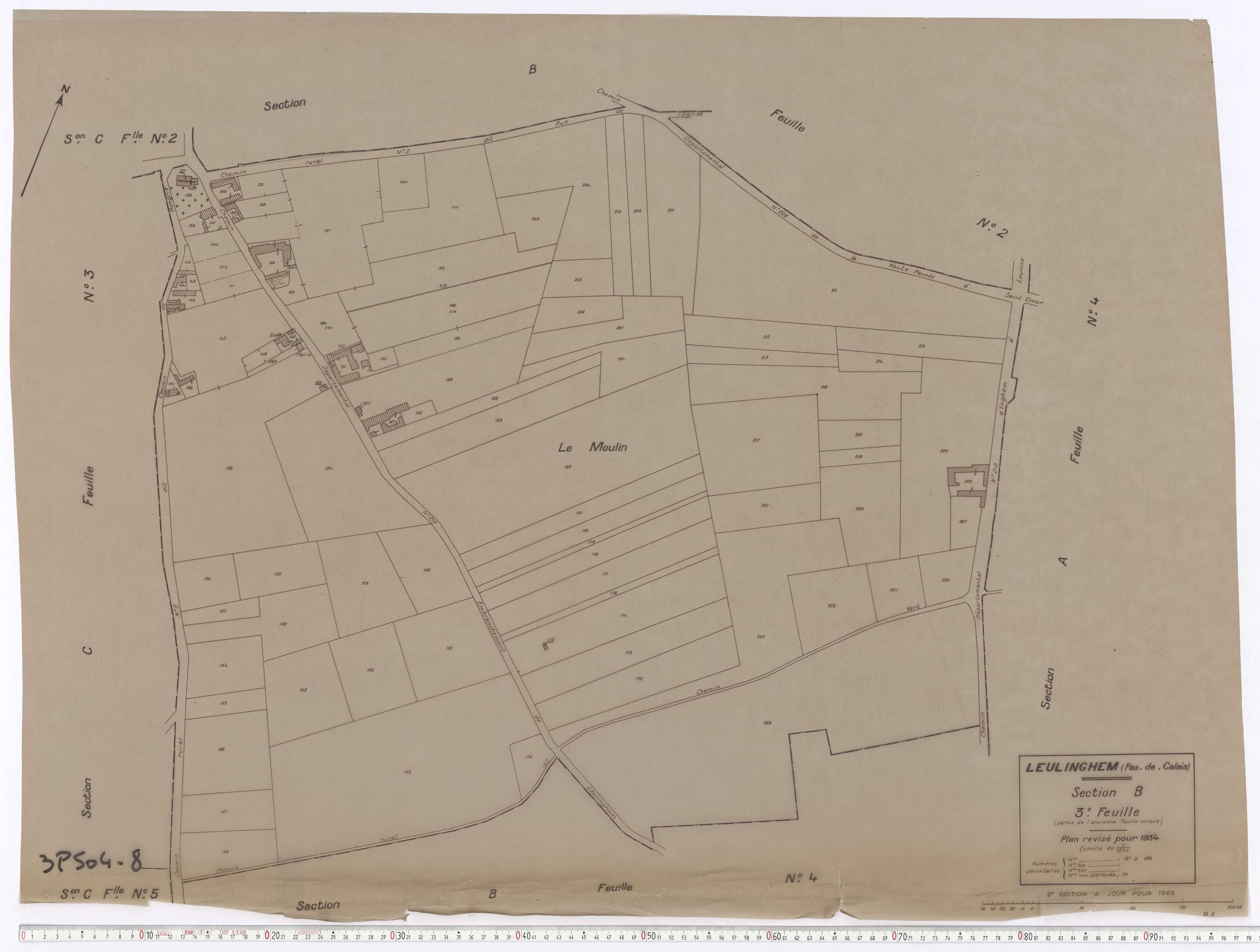 Leulinghem - Section B, feuille 3.