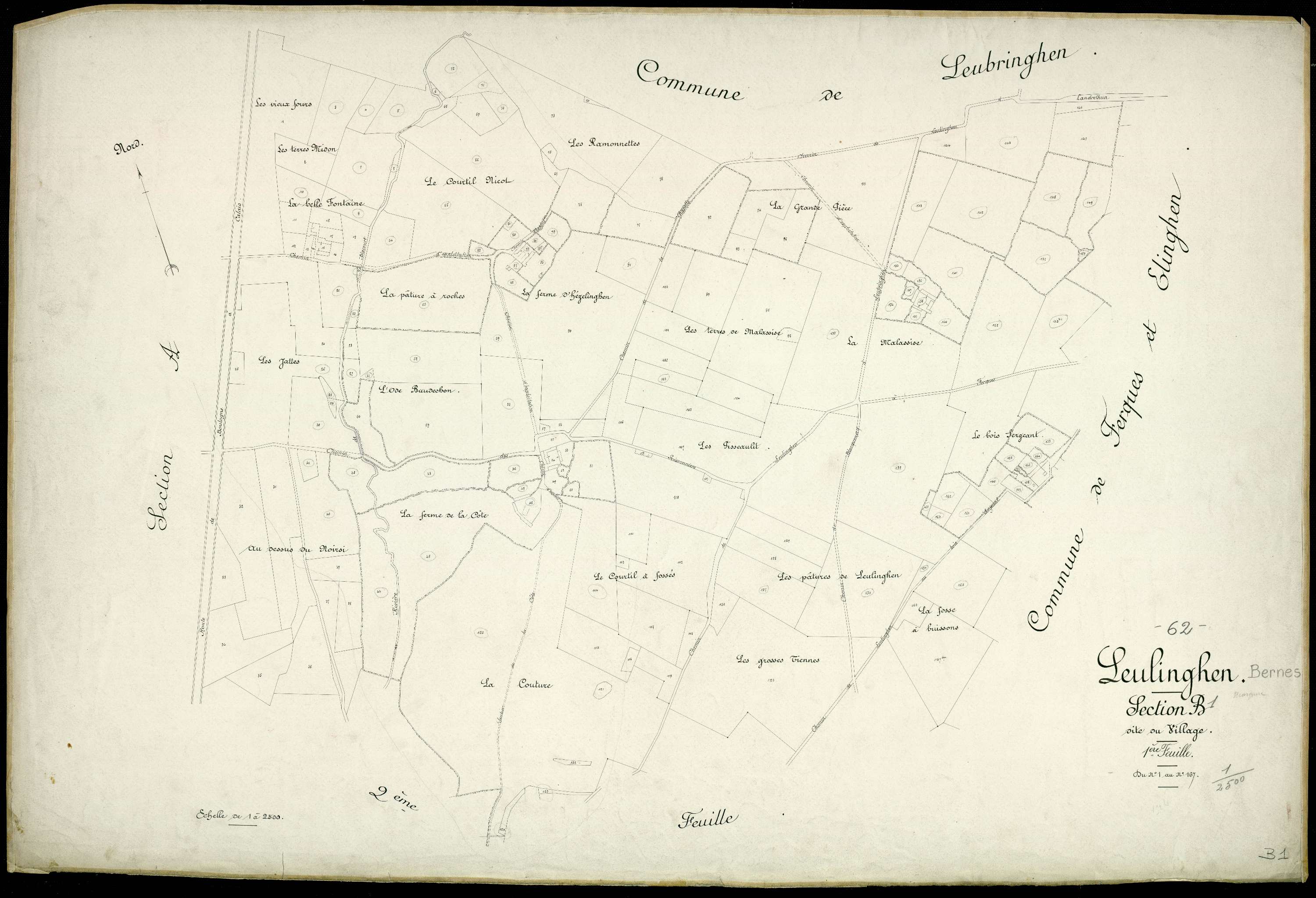 Leulinghen-Bernes - Section B, 1re feuille