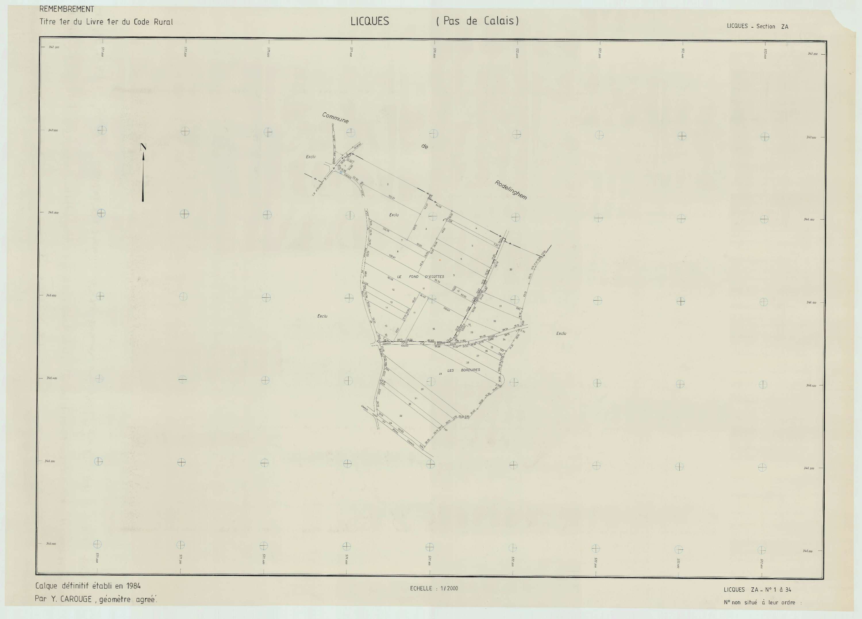 Licques - Plan de remembrement : section ZA.